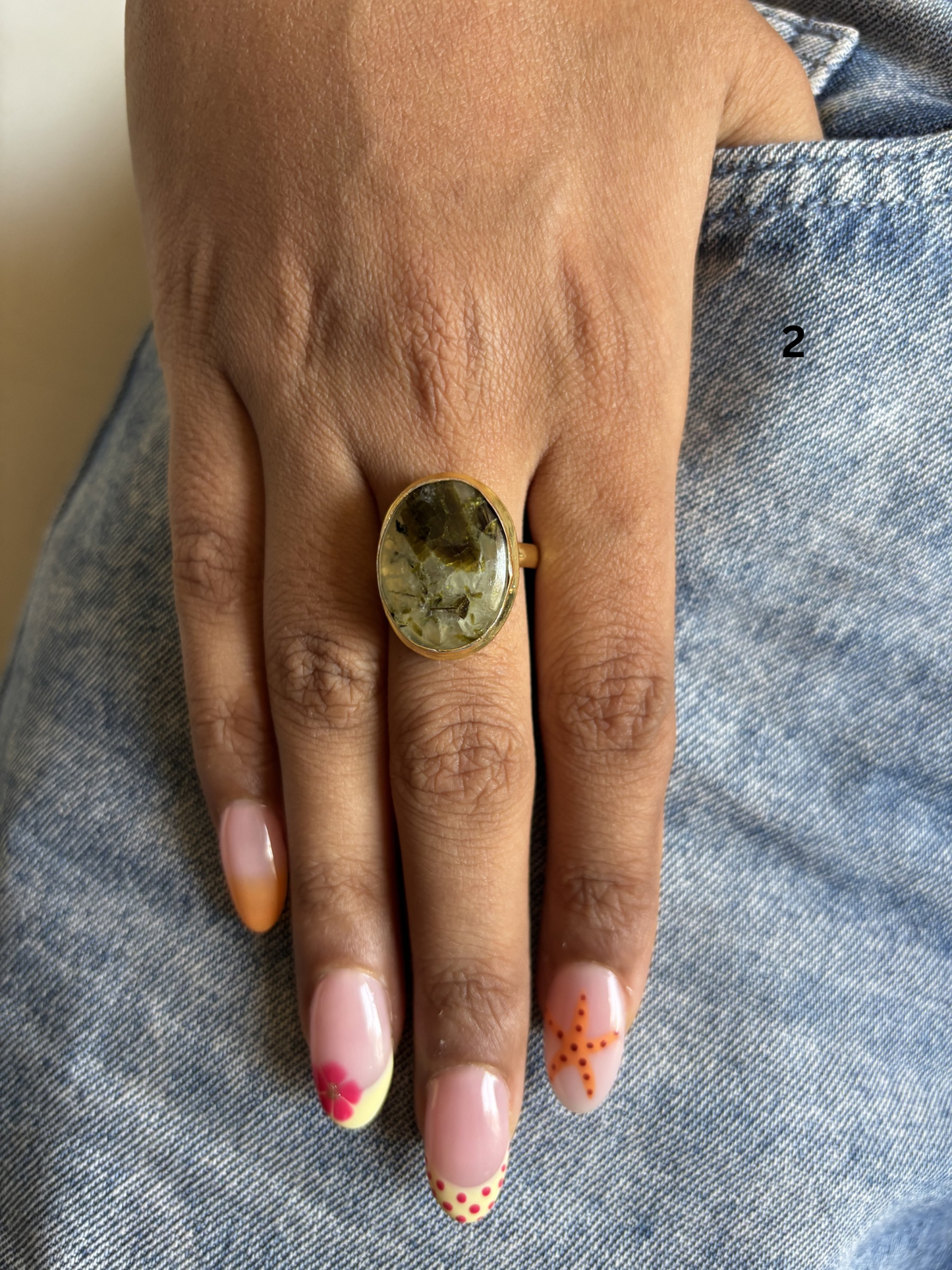 Earthy Natural Stone Adjustable Ring-Brass