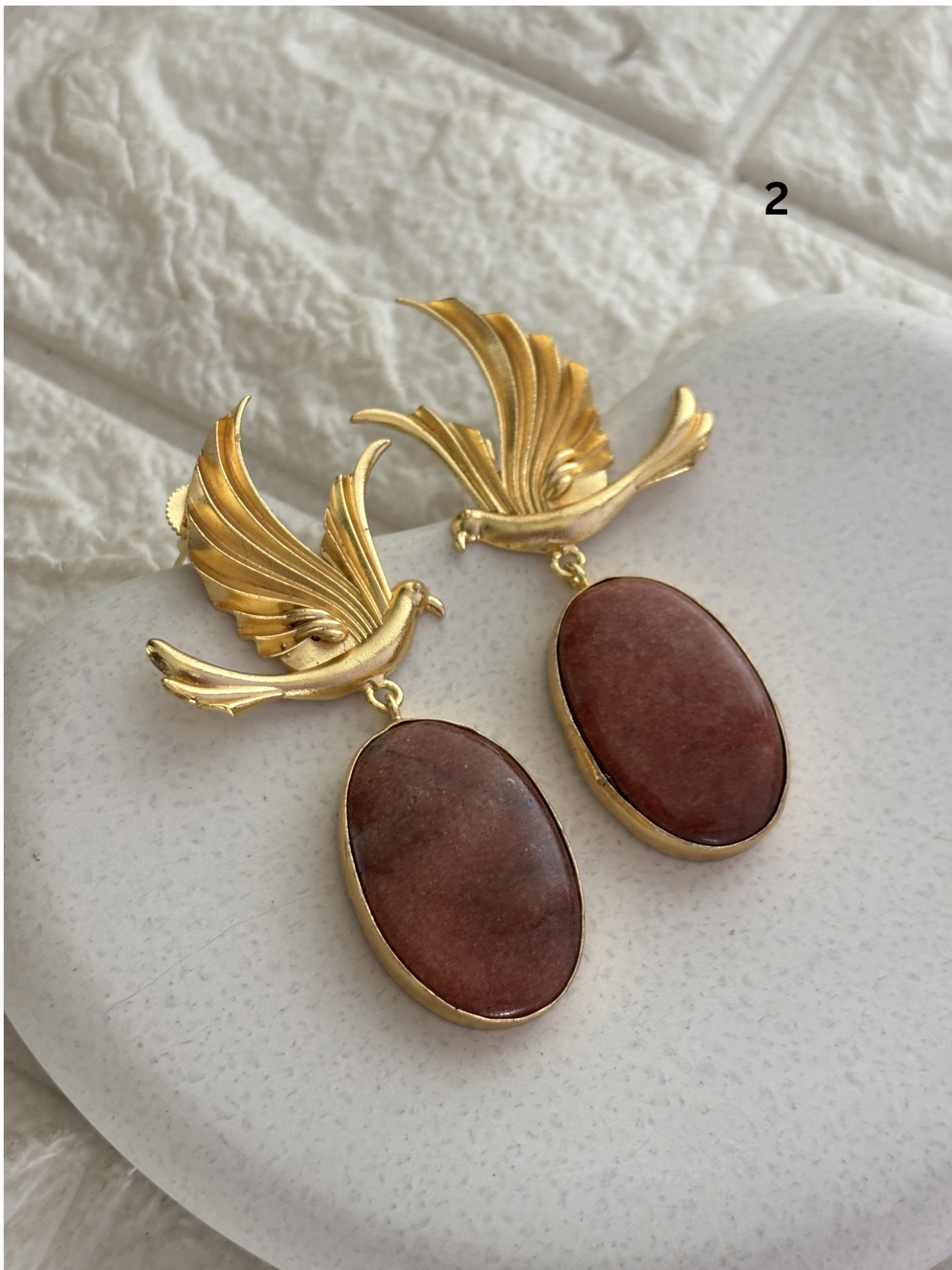 Phoenix Natural Stone Earring Brass