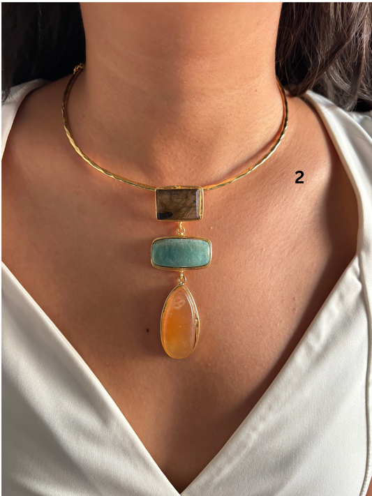 3 stone Isabelle hasli choker- Brass