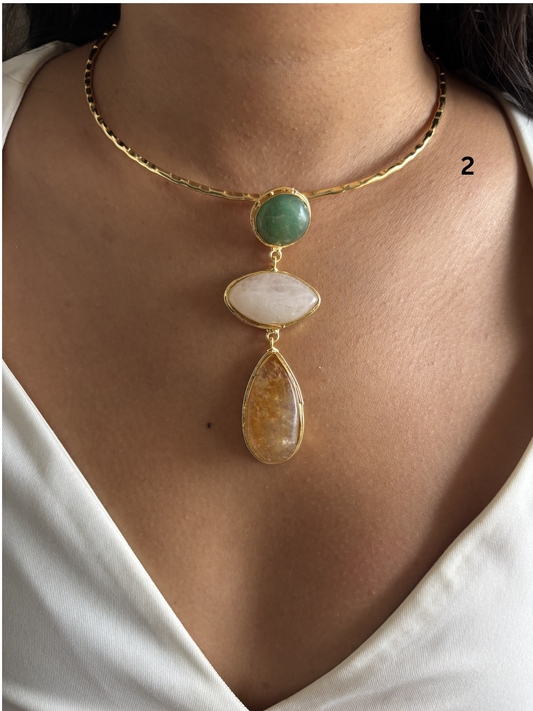 3 stone Isabelle hasli choker- Brass