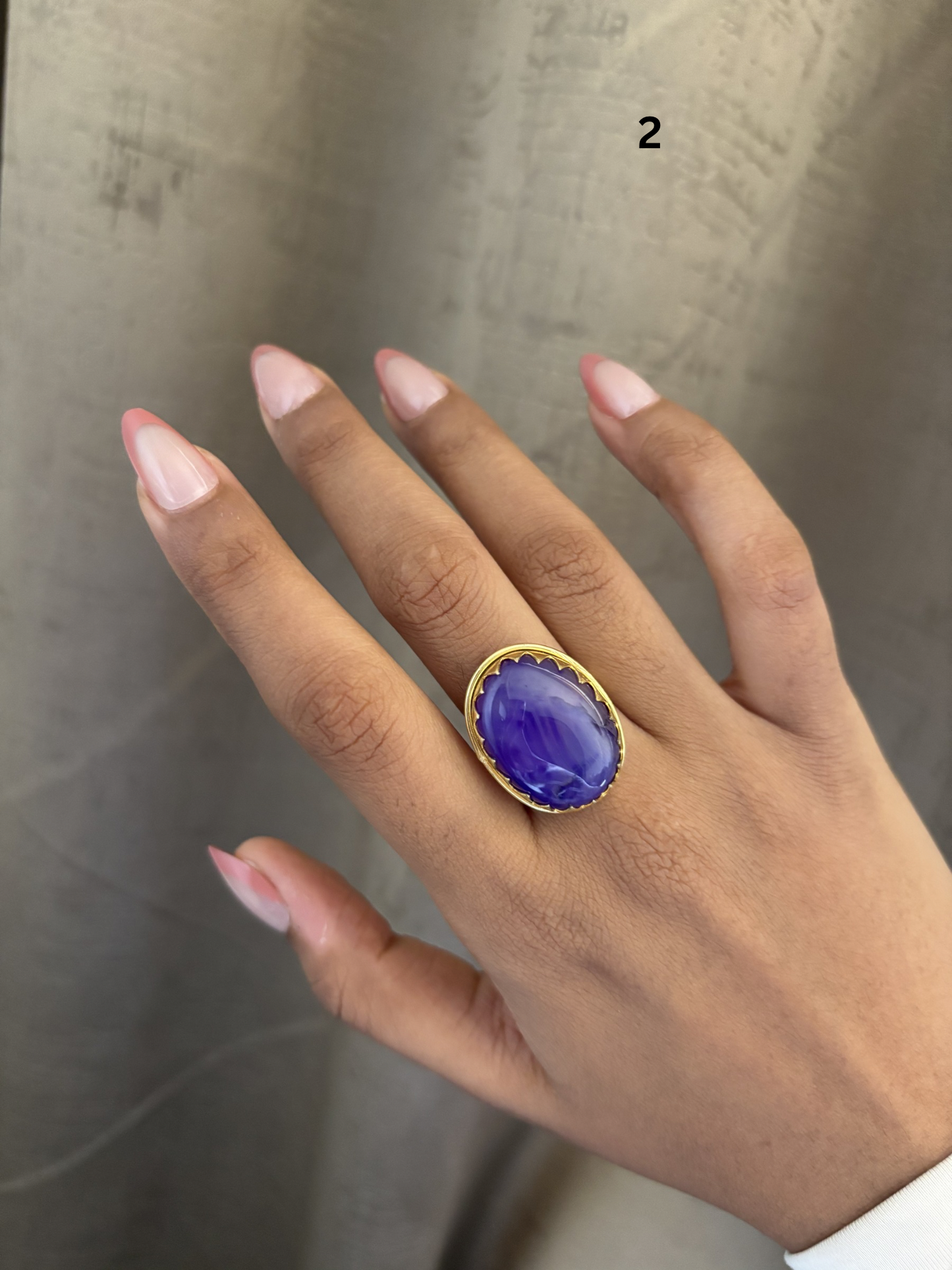 Fusion Natural Stone Adjustable Ring-Brass