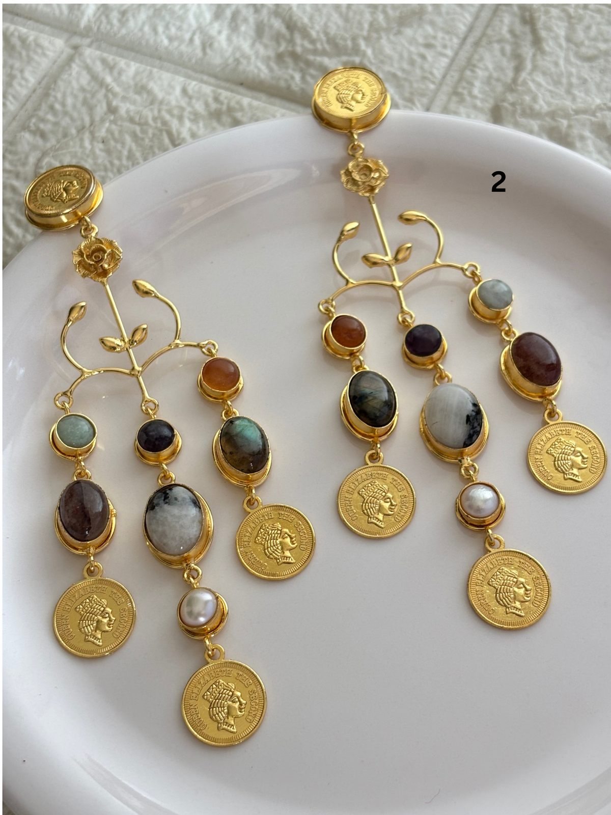 Regal Natural Stone Dangler- Brass