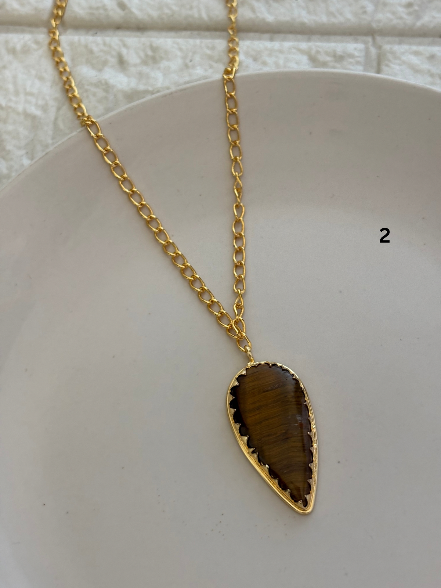 Tiger Eye Necklace -Brass