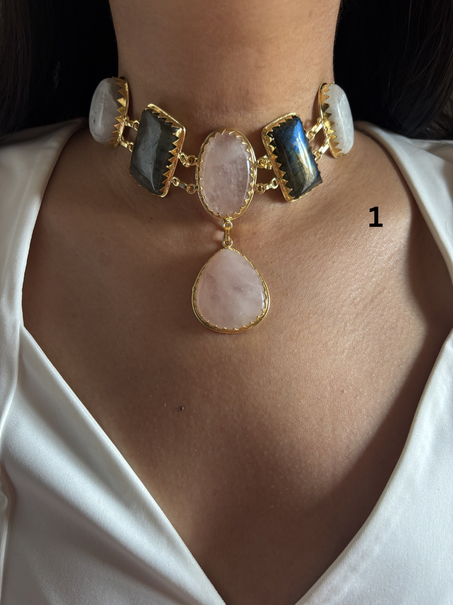 Victorian Natural Stone Choker- Brass