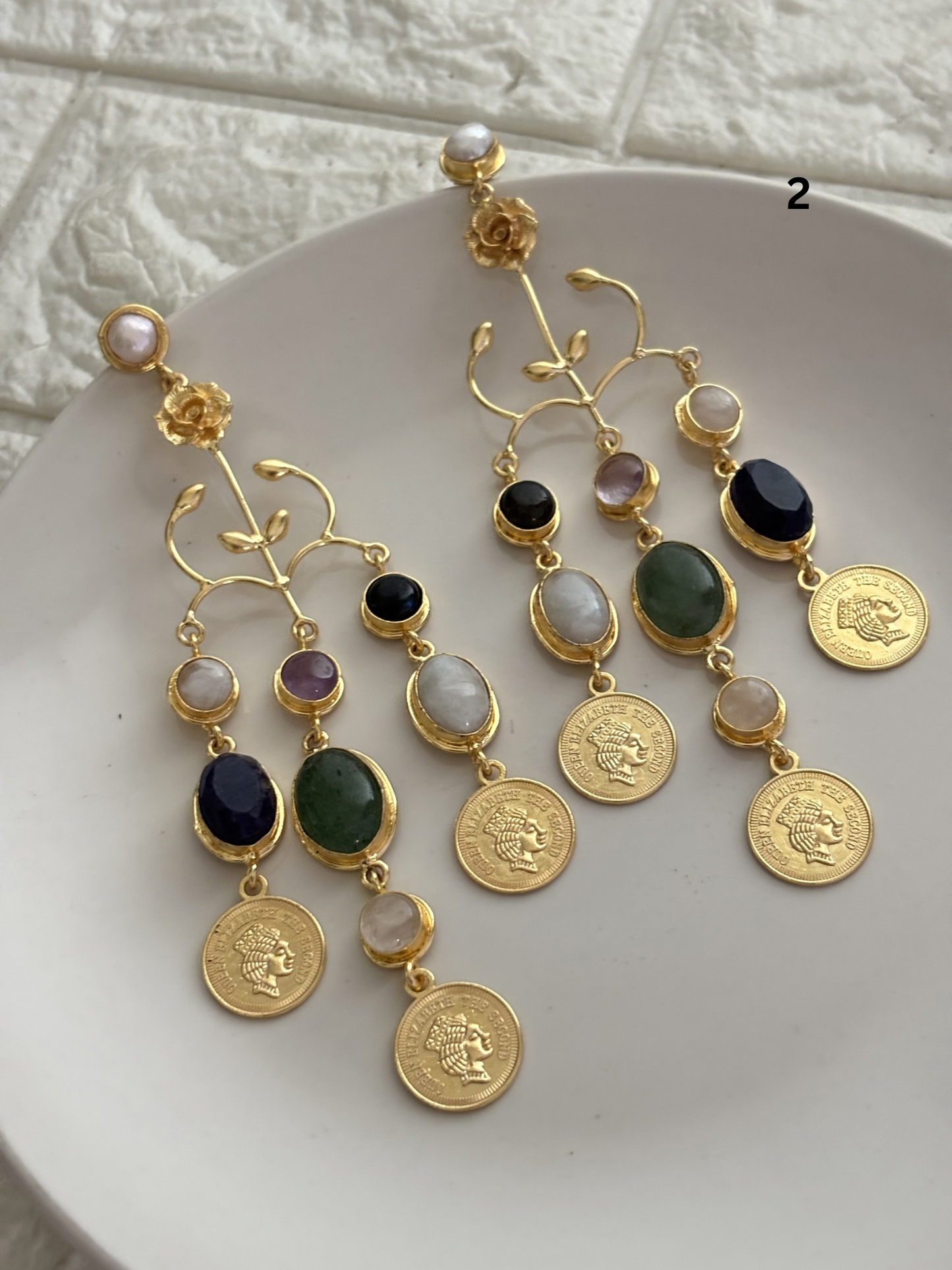 Regal Natural Stone Dangler- Brass