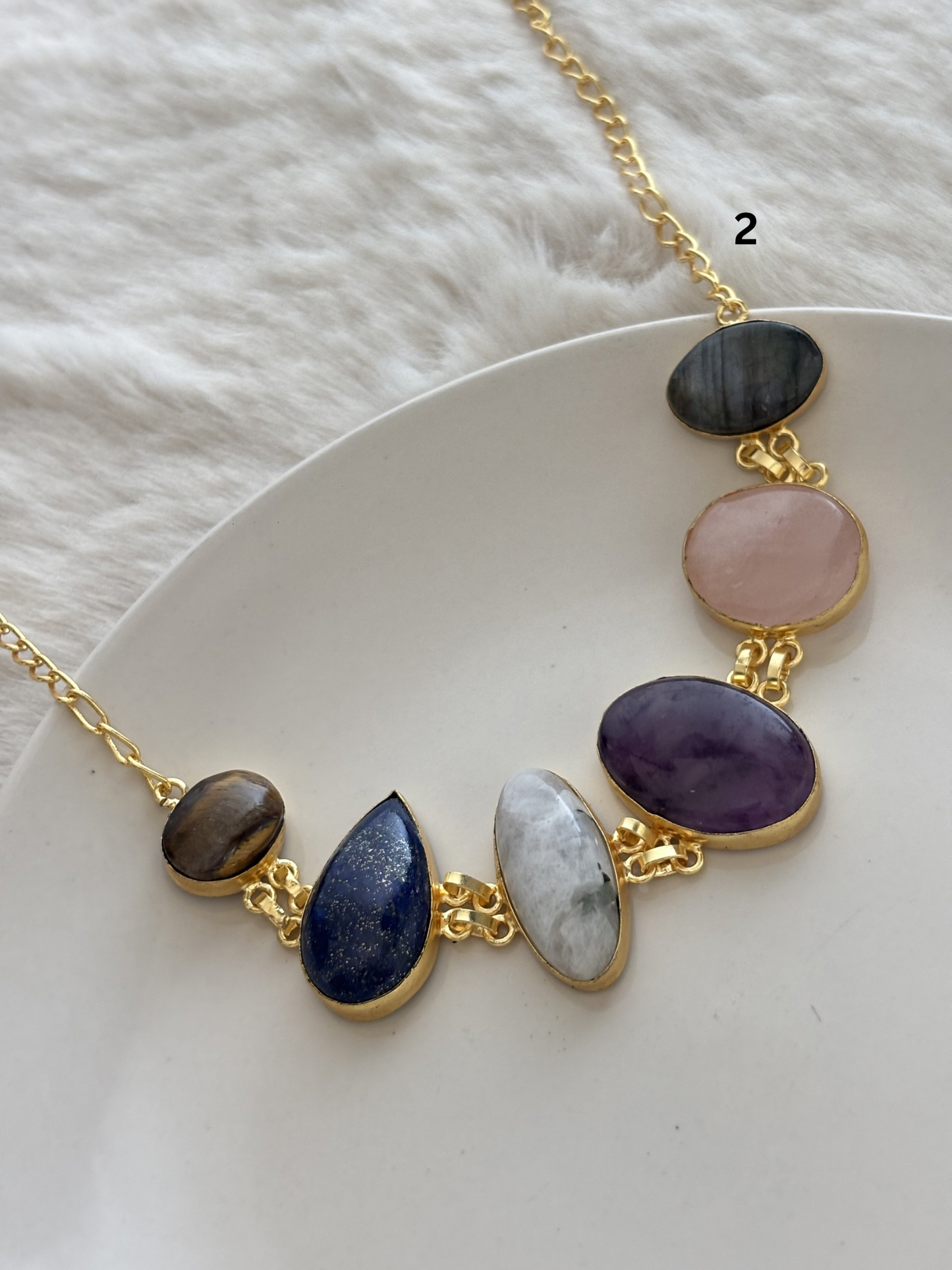 Sabrina Natural Stone Choker- Brass