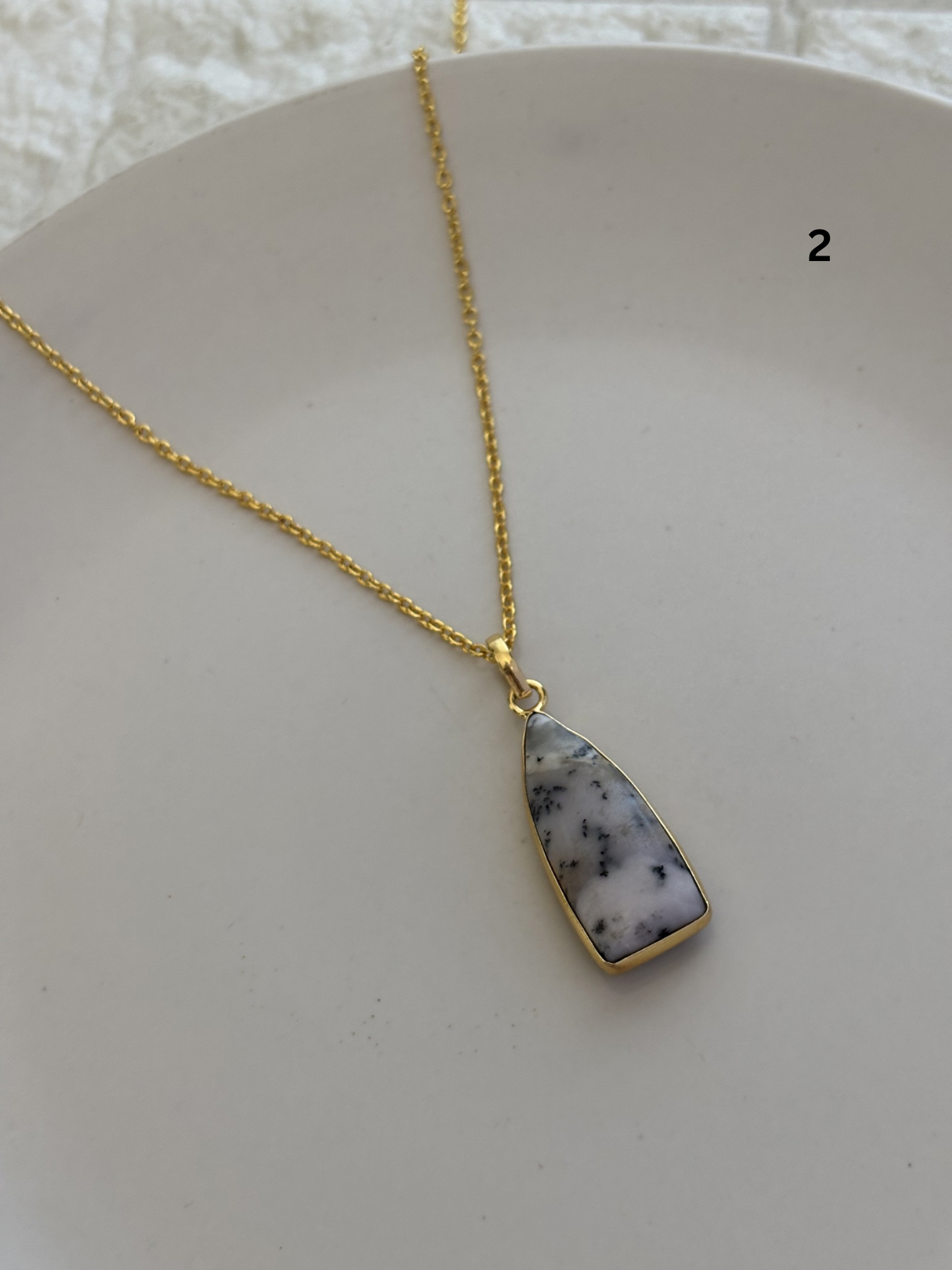 Pyramid Stone Necklace-Brass