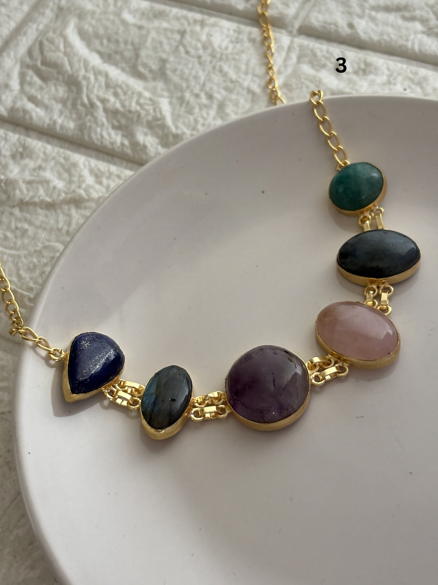 Sabrina Natural Stone Choker- Brass