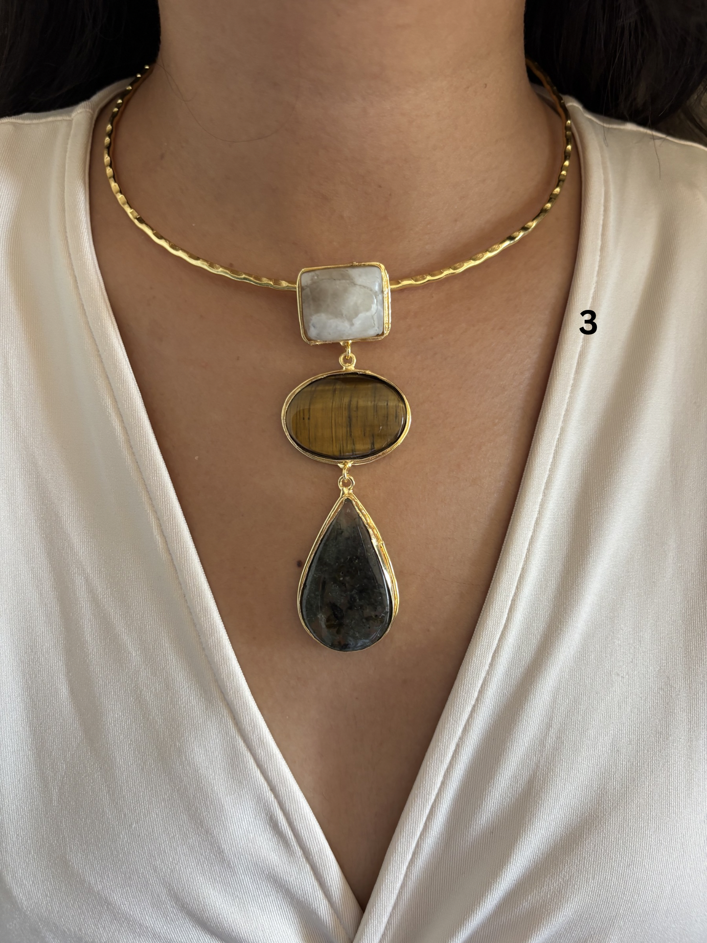 3 stone Isabelle hasli choker- Brass