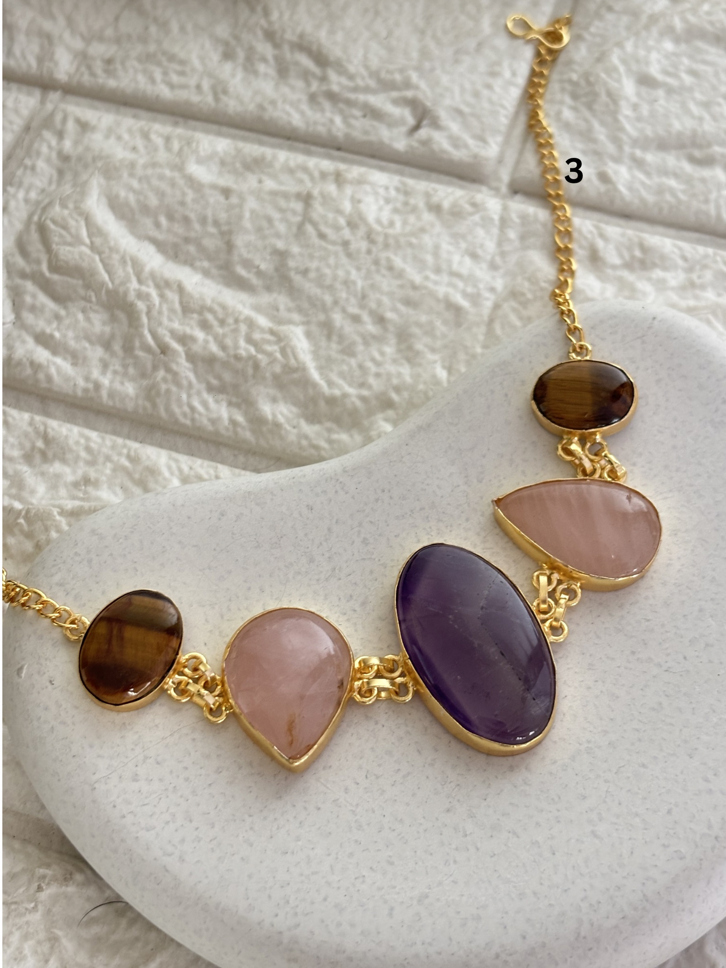 Sabrina Natural Stone Choker- Brass