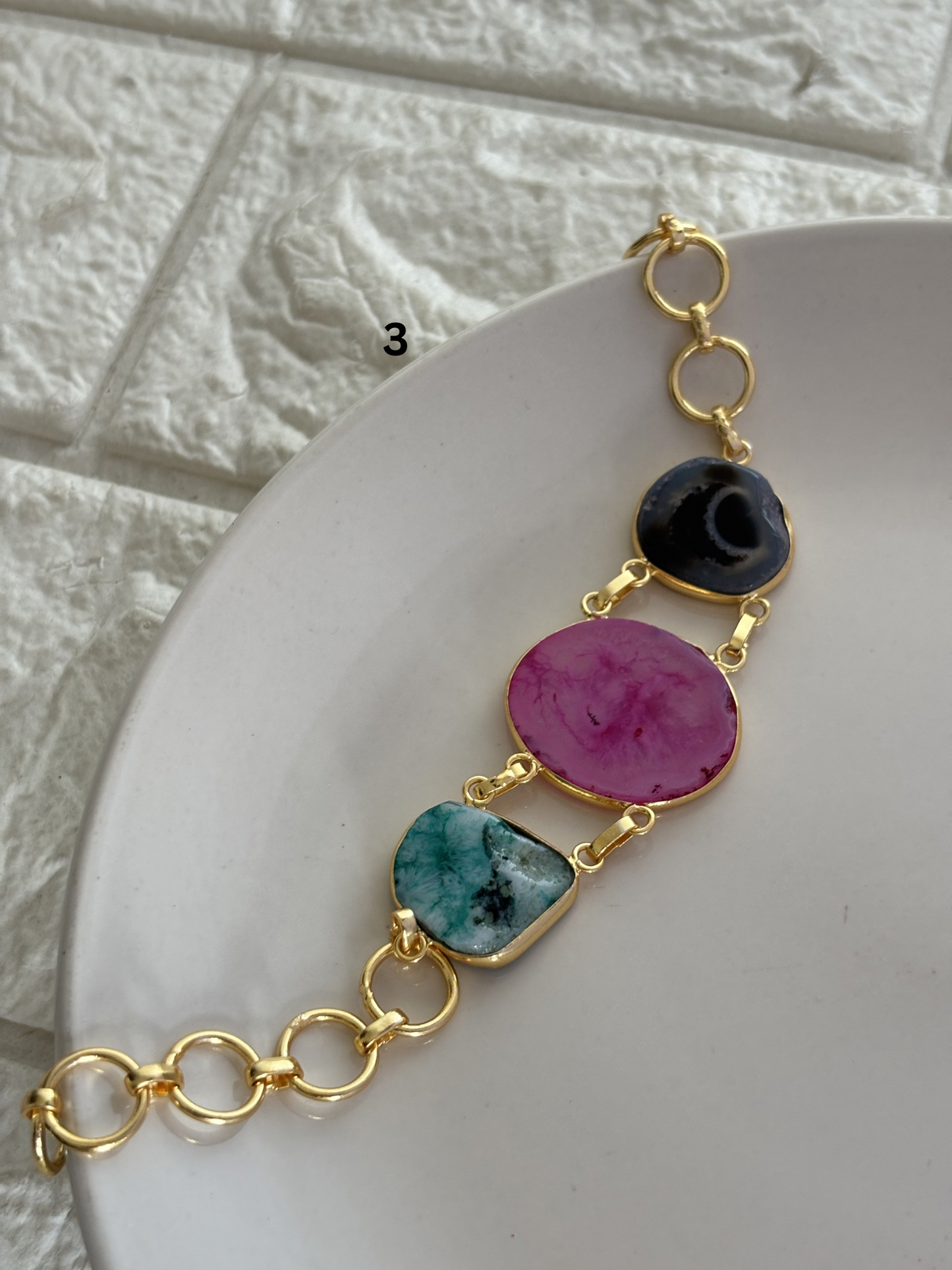 Bette Natural Stone Bracelet- Brass