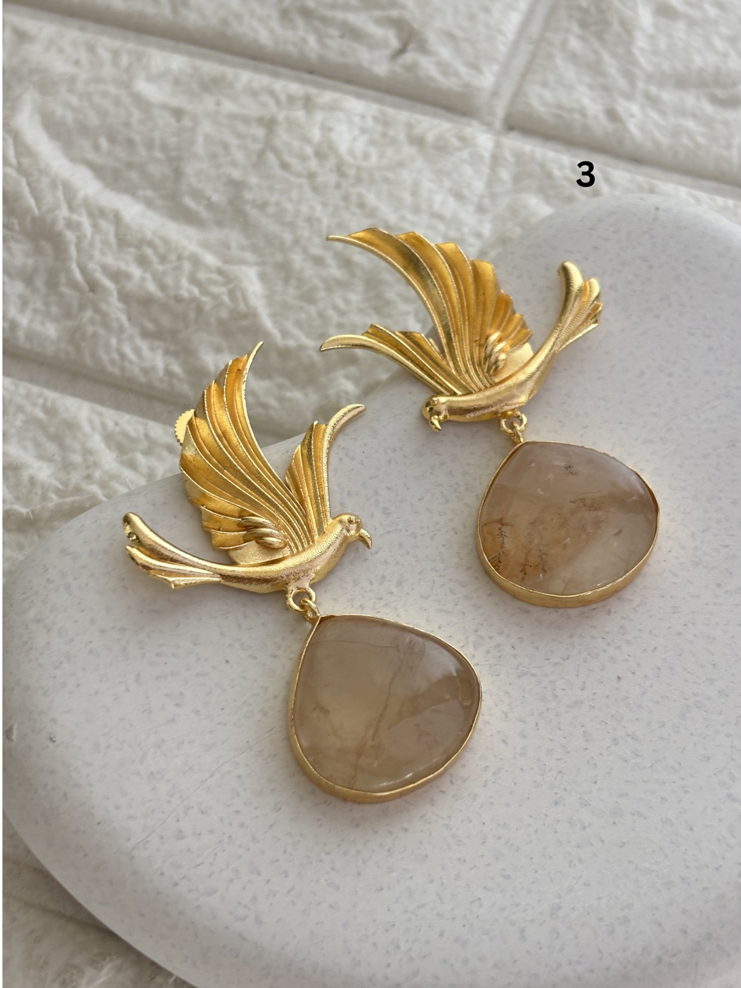 Phoenix Natural Stone Earring Brass