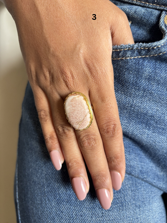 Fusion Natural Stone Adjustable Ring-Brass