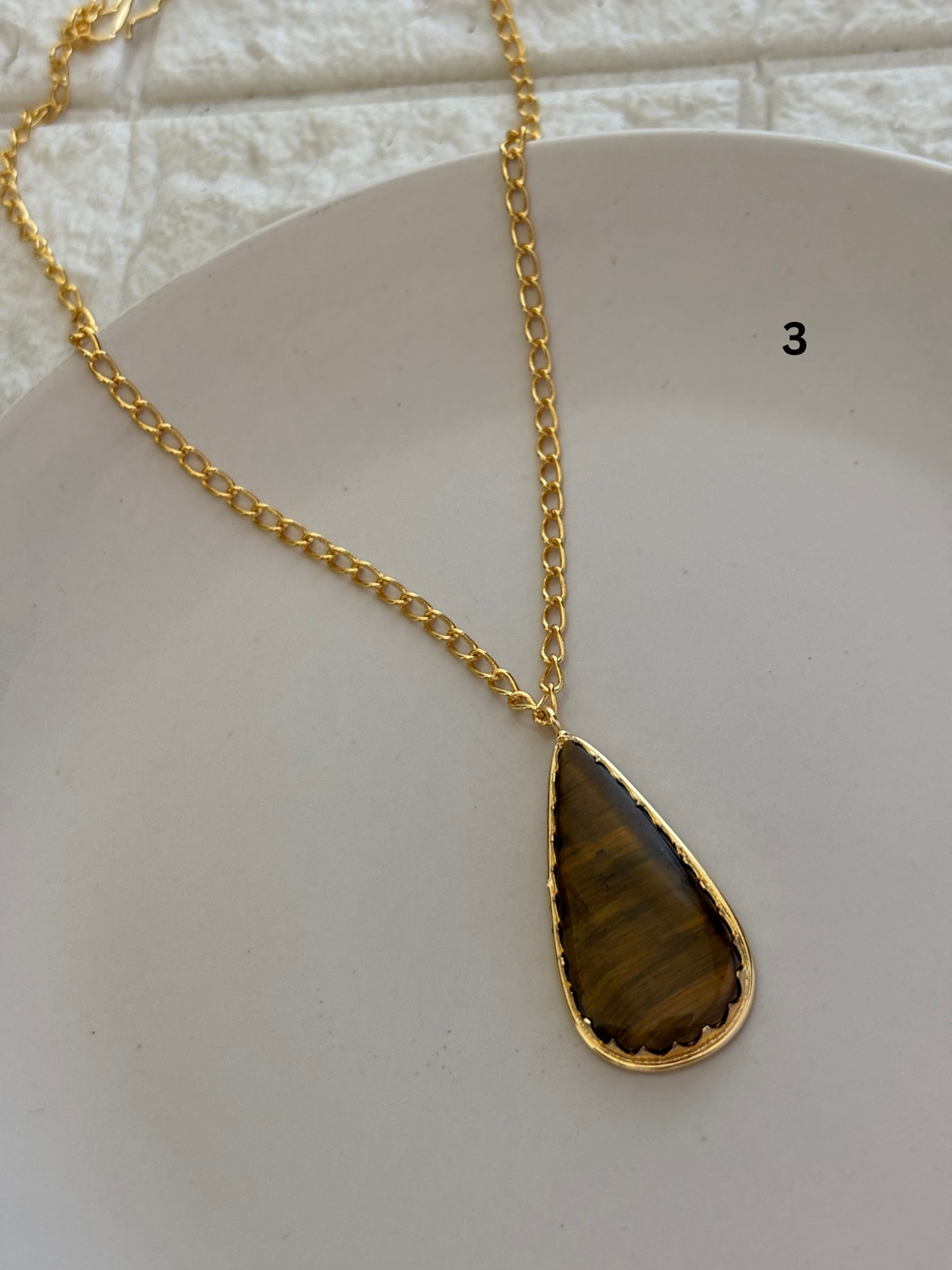 Tiger Eye Necklace -Brass