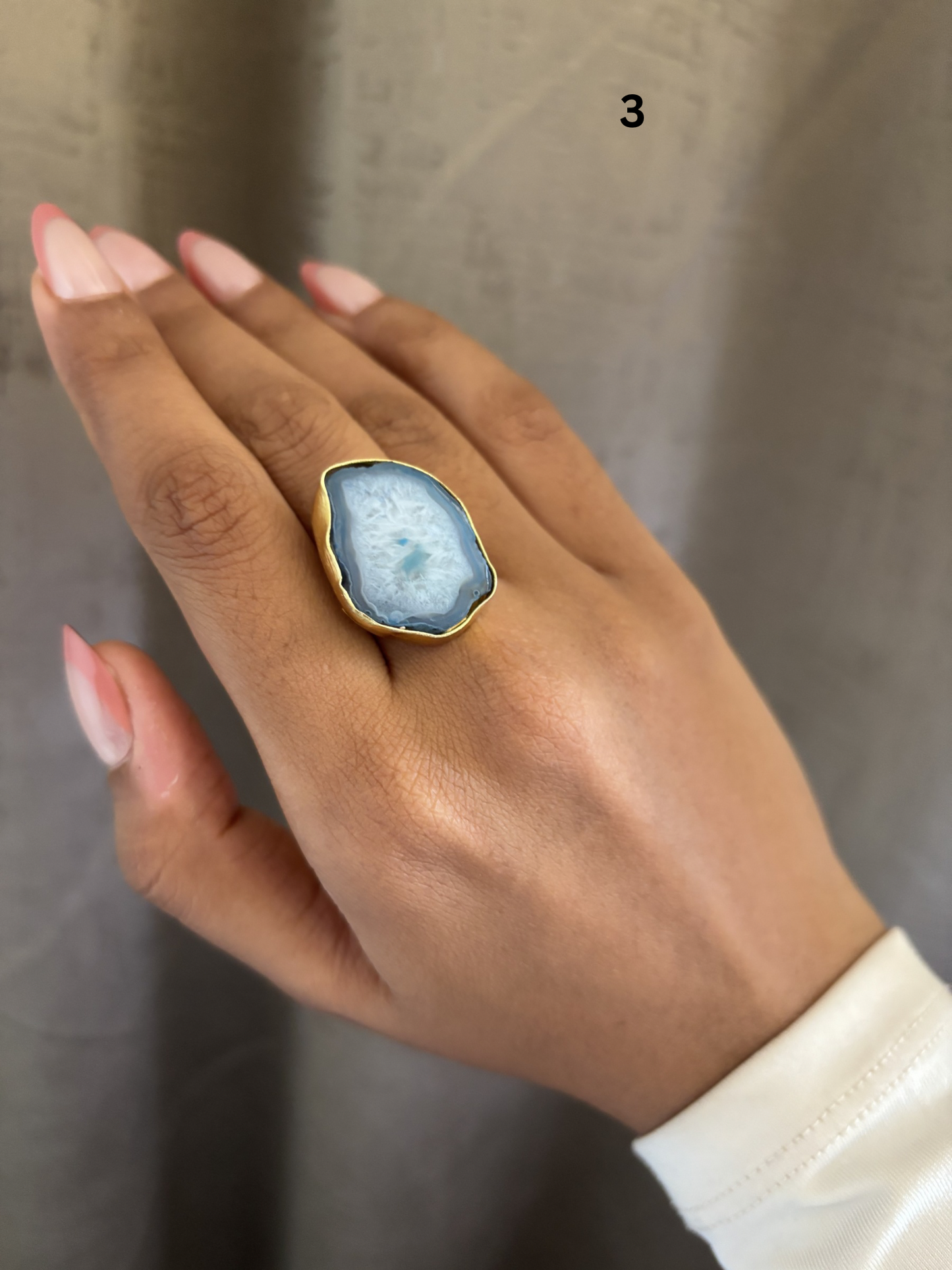 Agate Mix Color Adjustable Ring-  Brass