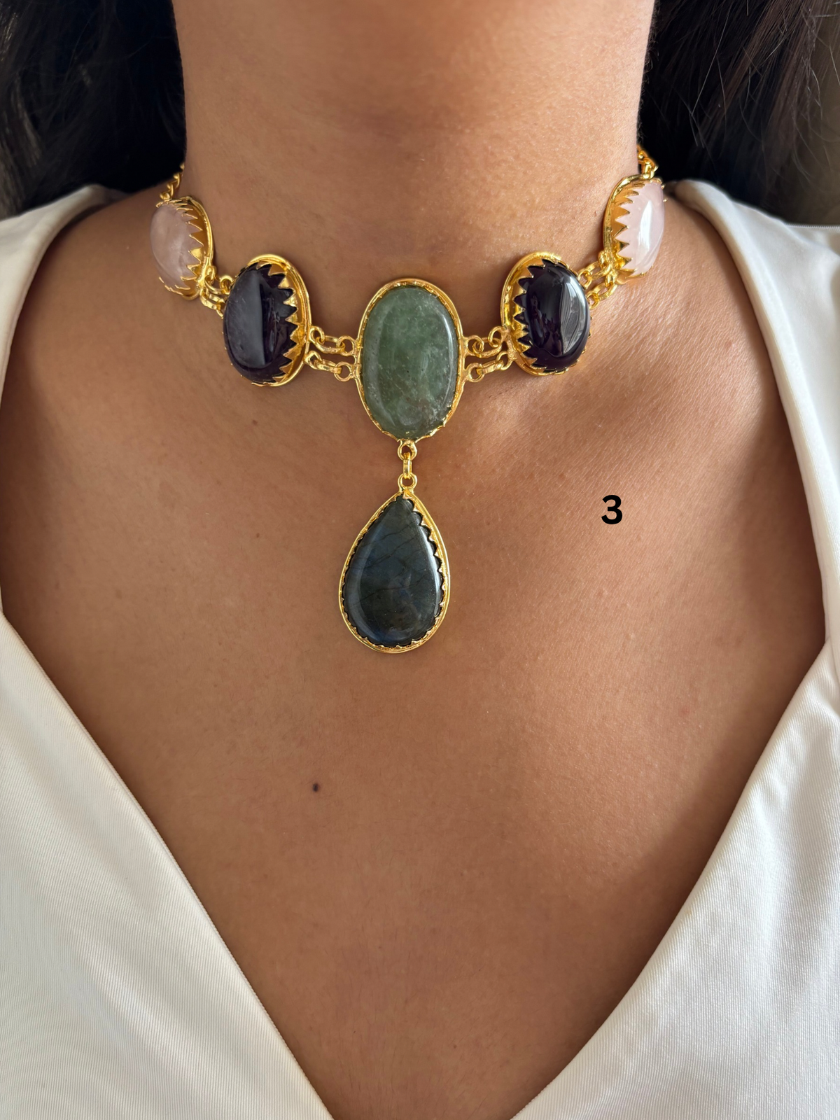 Victorian Natural Stone Choker- Brass