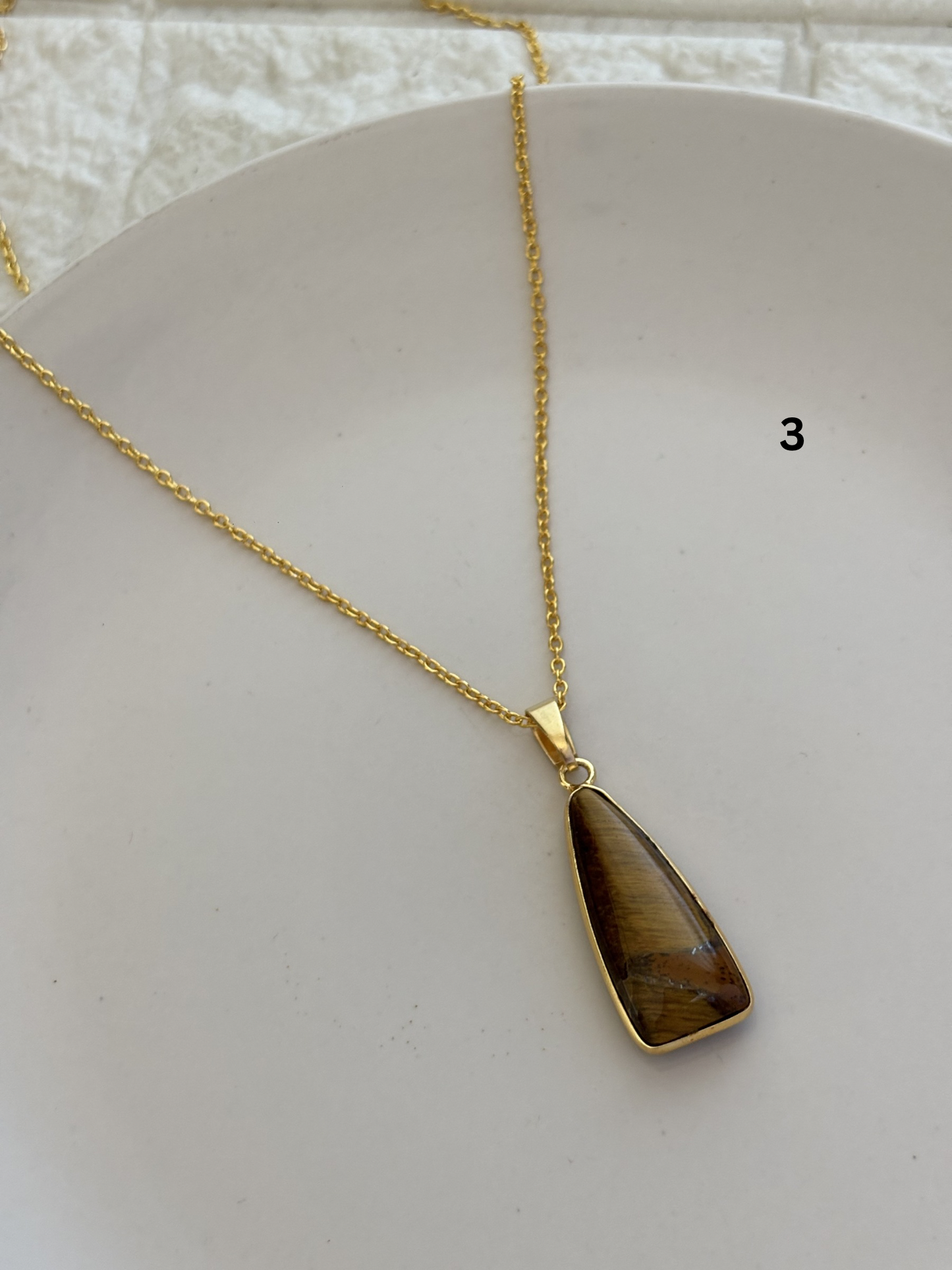 Pyramid Stone Necklace-Brass