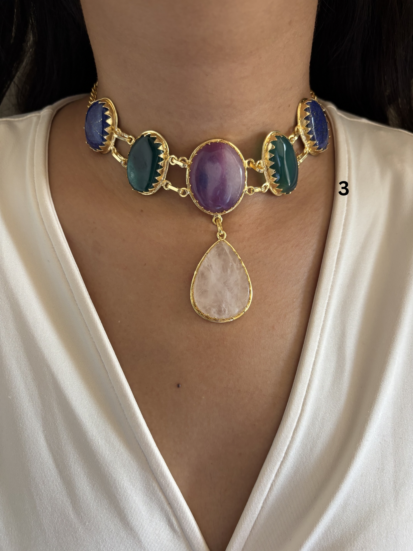 Victorian Natural Stone Choker- Brass