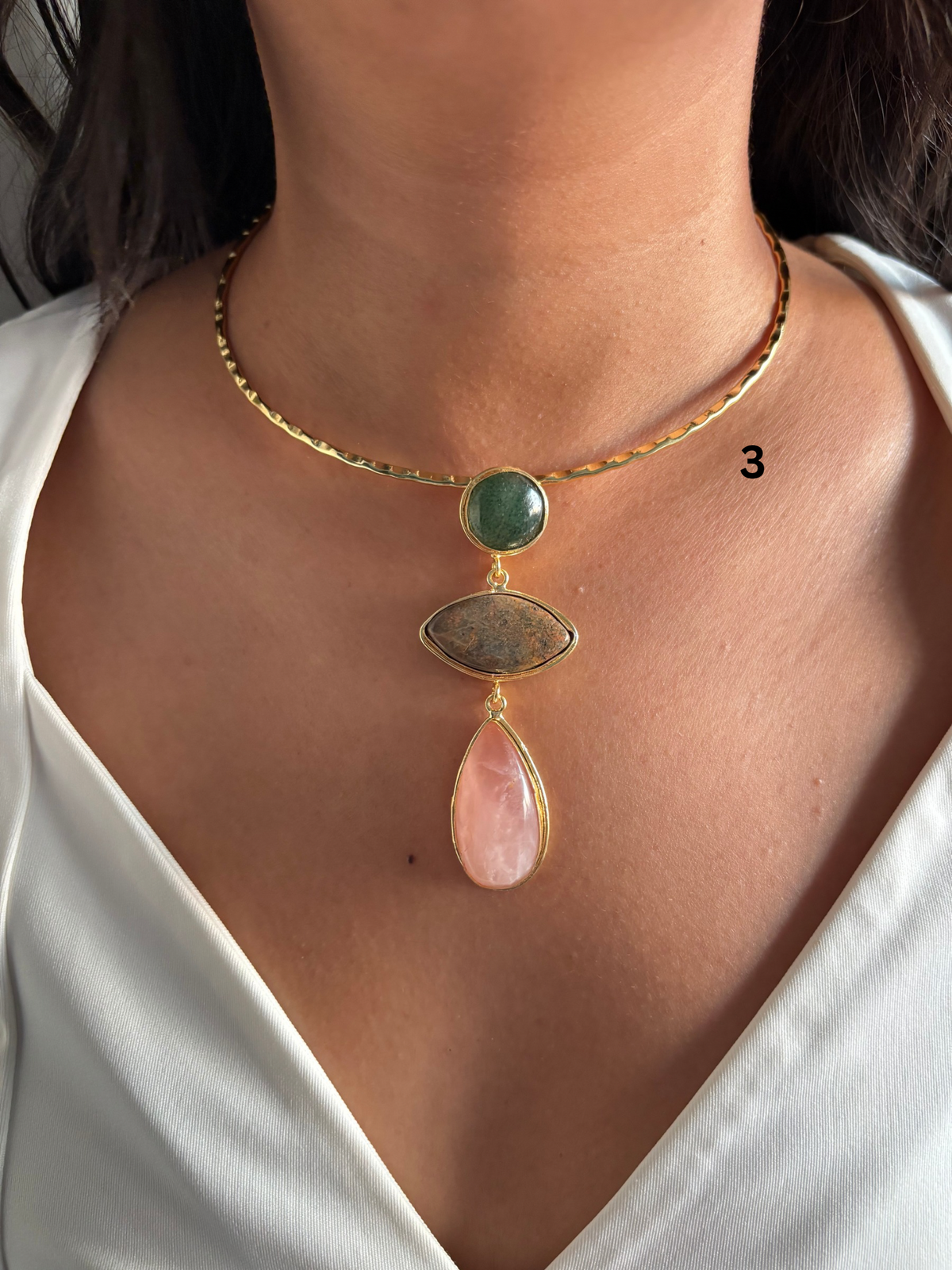 3 stone Isabelle hasli choker- Brass