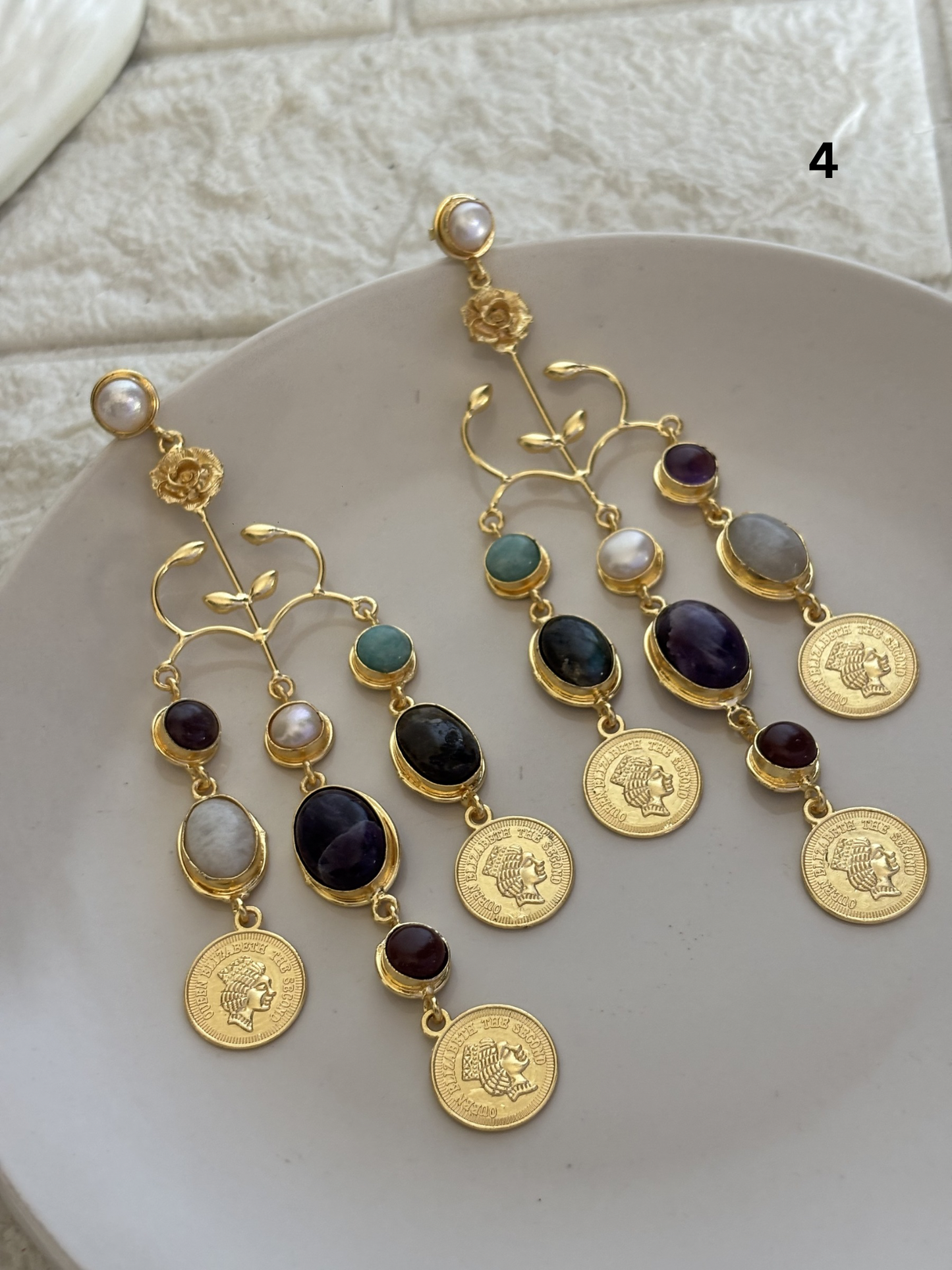 Regal Natural Stone Dangler- Brass