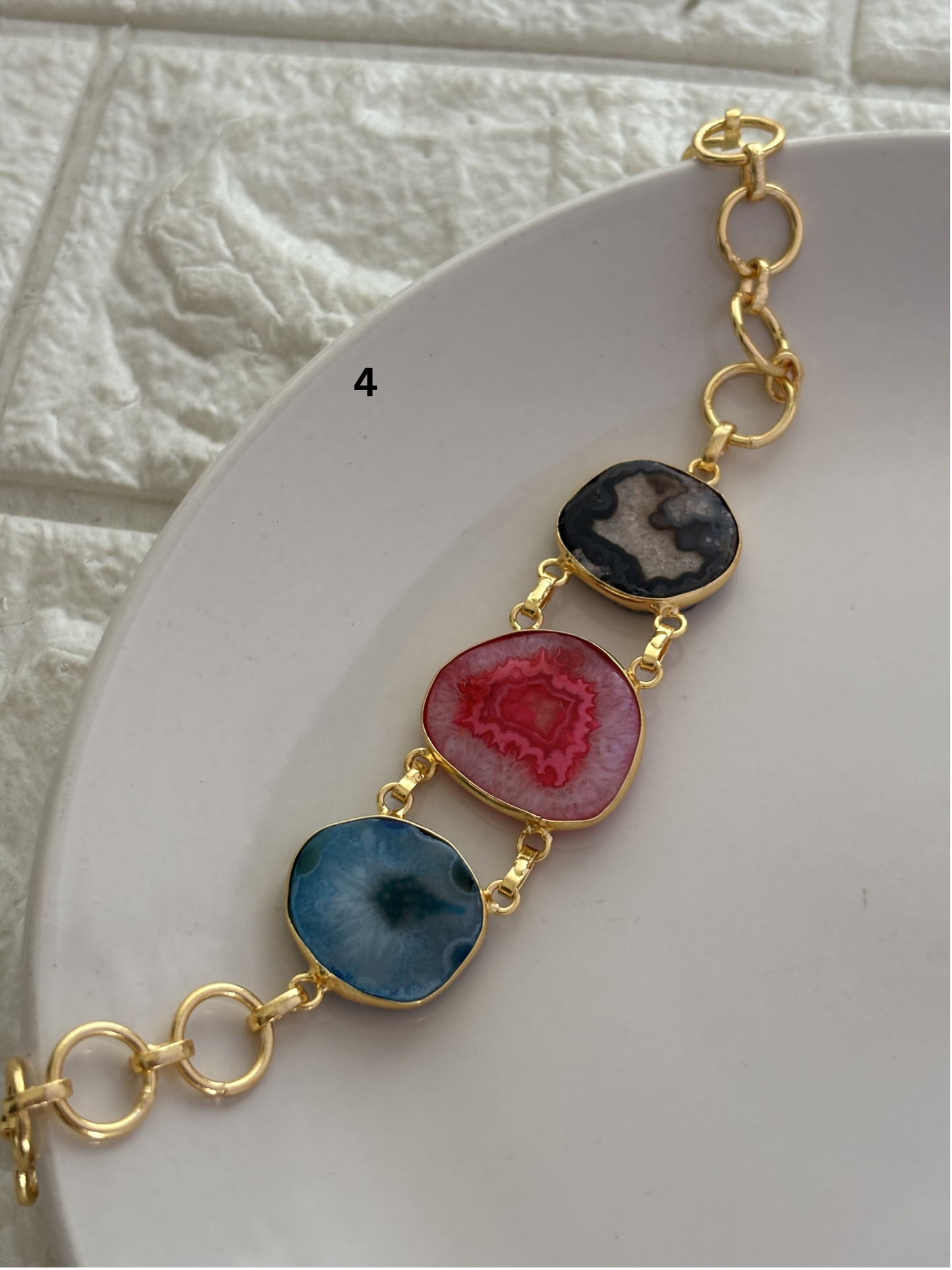 Bette Natural Stone Bracelet- Brass