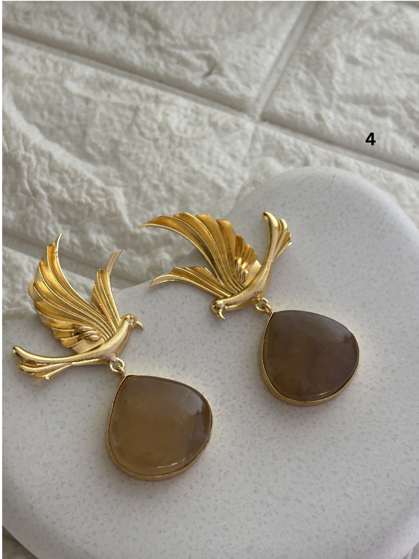 Phoenix Natural Stone Earring Brass