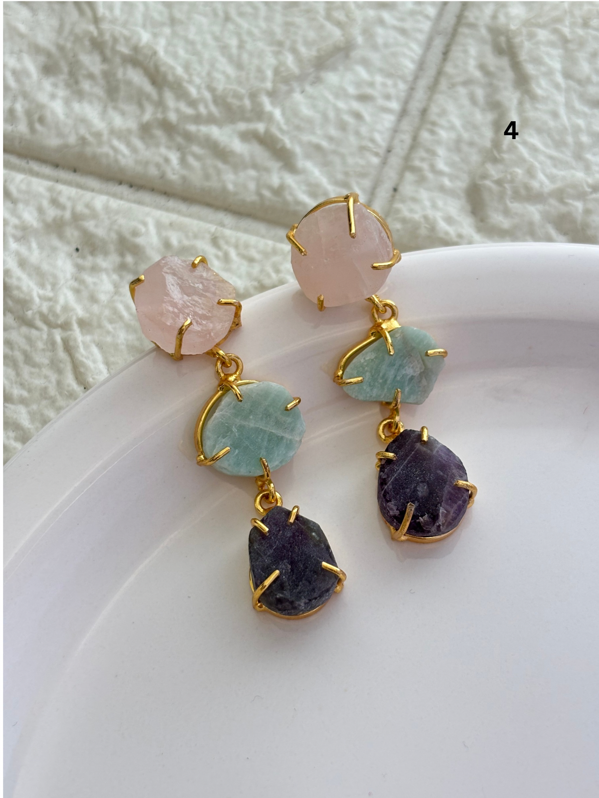 Jellybean Natural Stone Earring-Brass