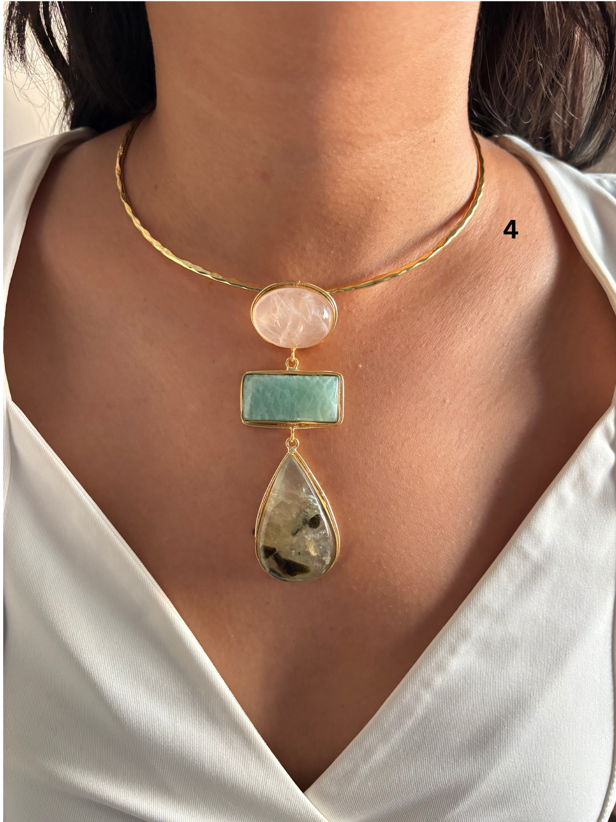 3 stone Isabelle hasli choker- Brass