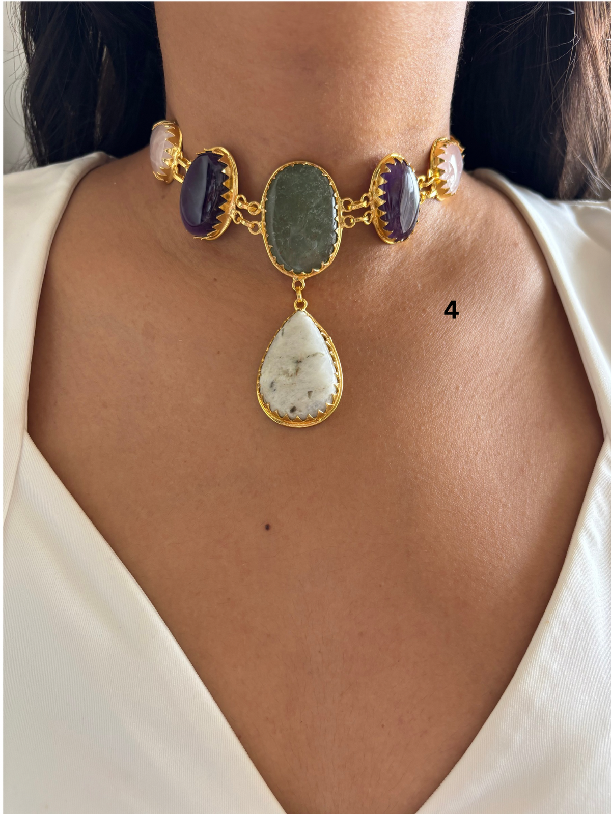 Victorian Natural Stone Choker- Brass