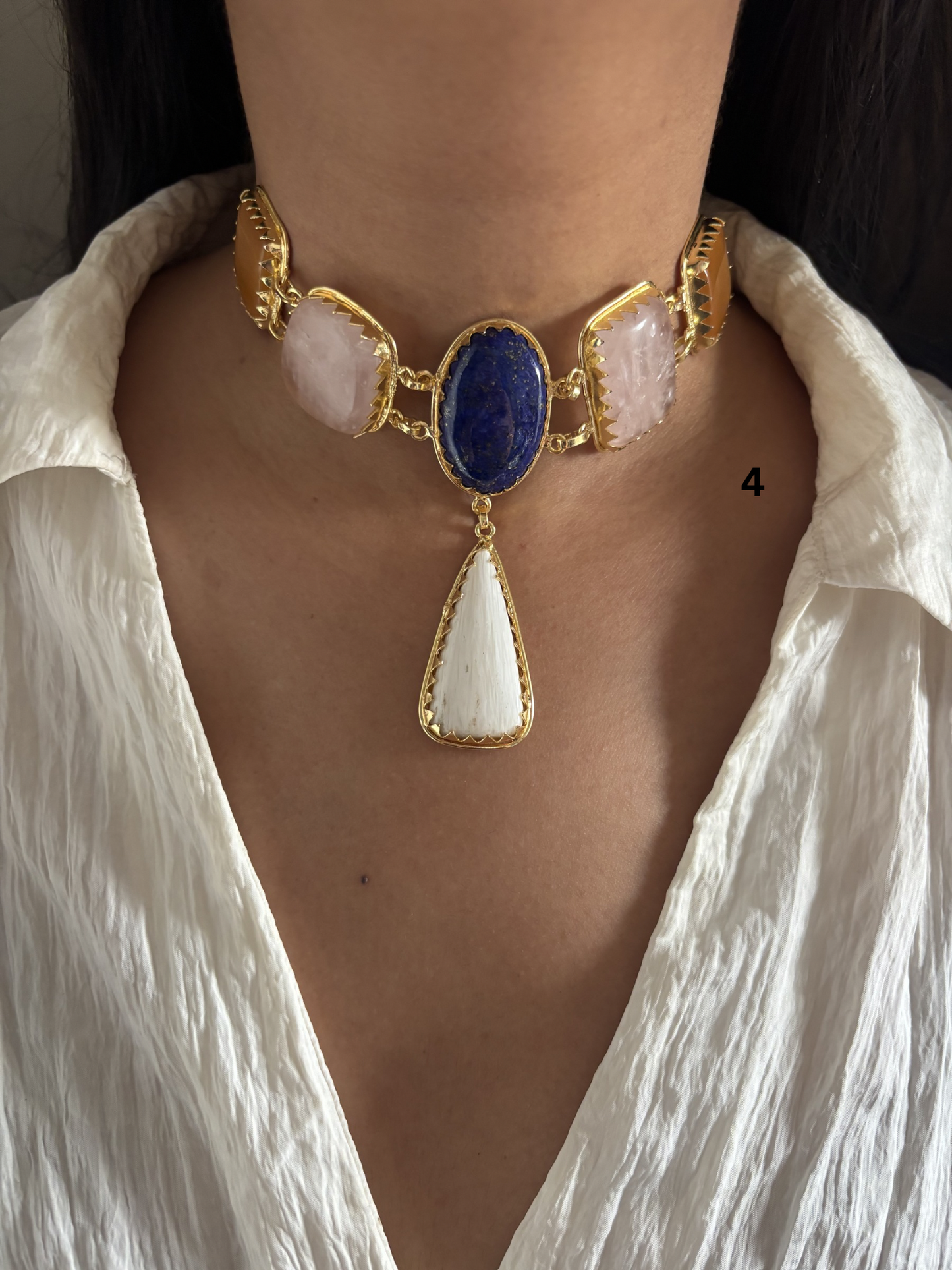Victorian Natural Stone Choker- Brass