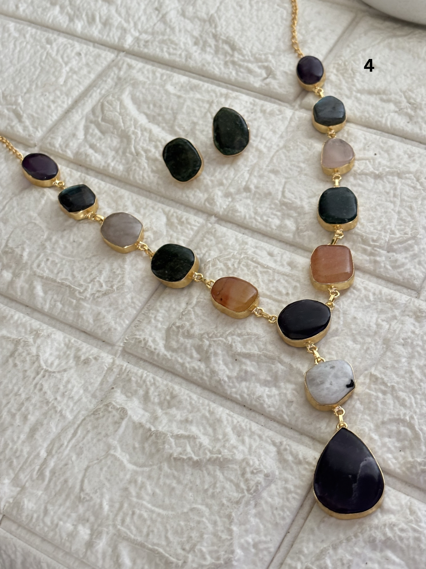 Color-candy Natural Stone Necklace - Brass