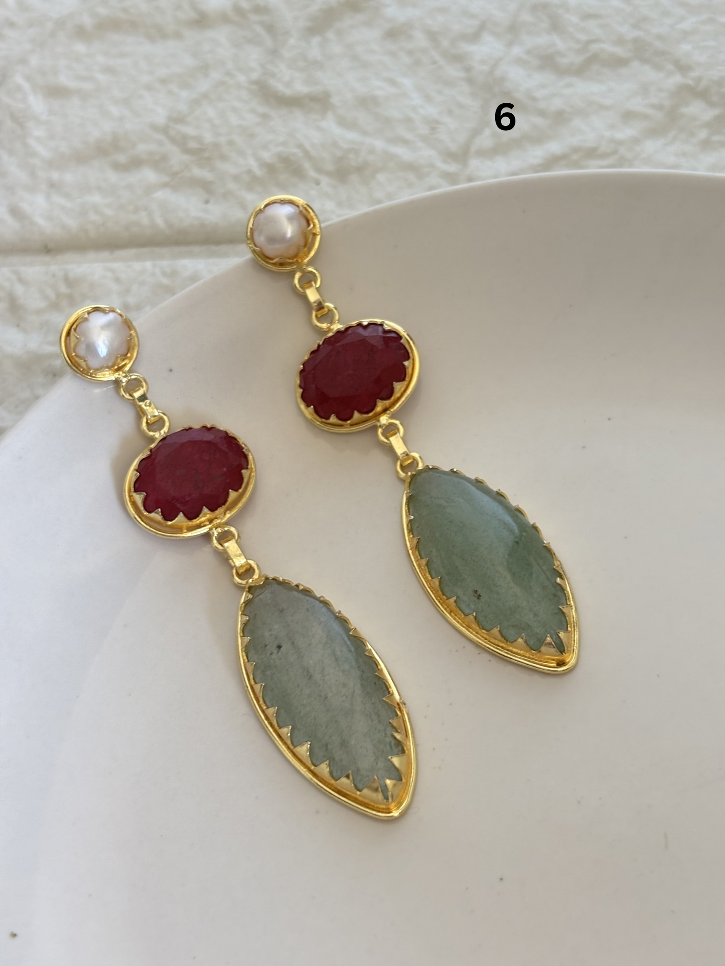 Renne Natural-Stone Danglers Brass