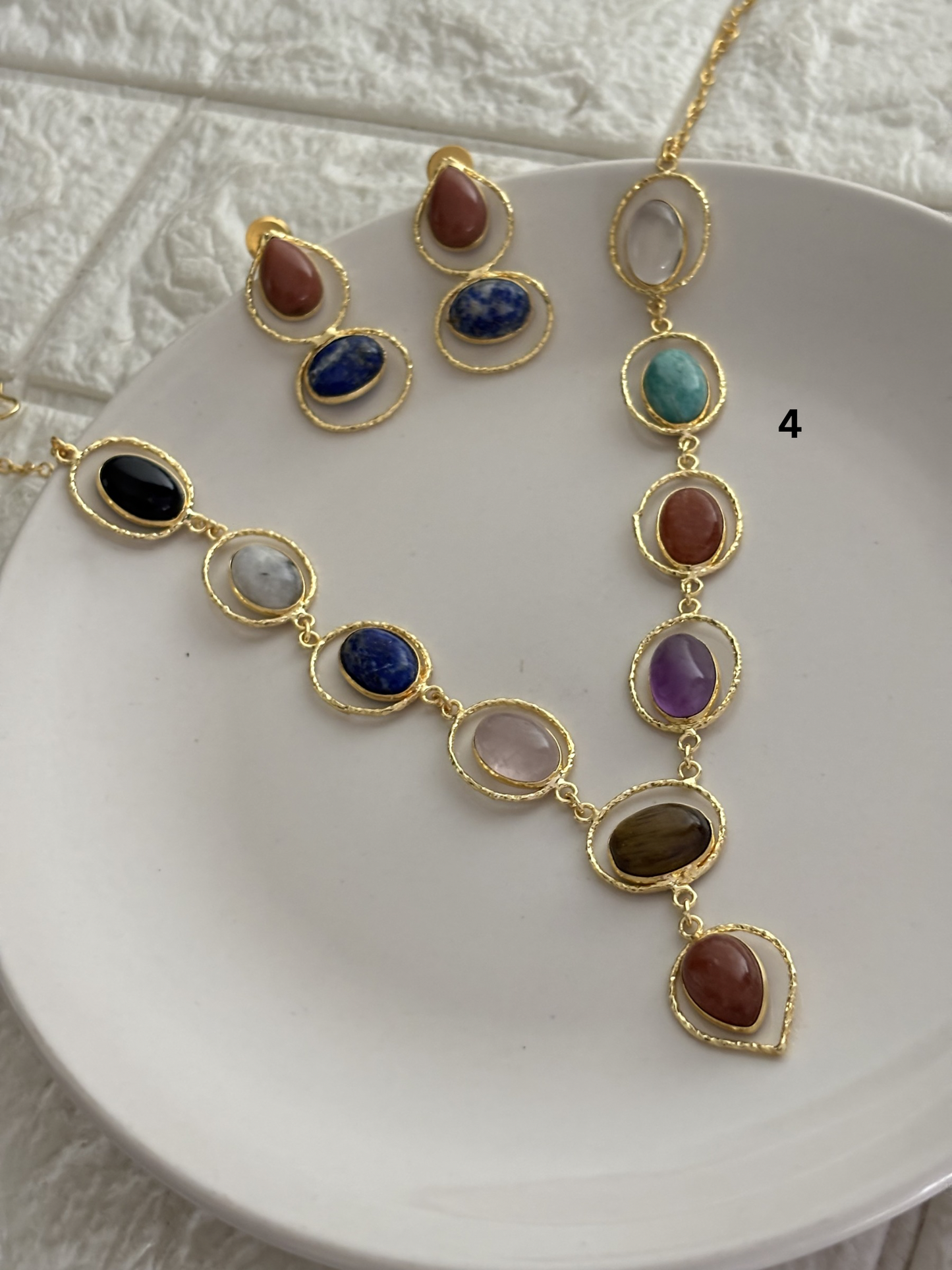 Grace Natural Stone Necklace Set