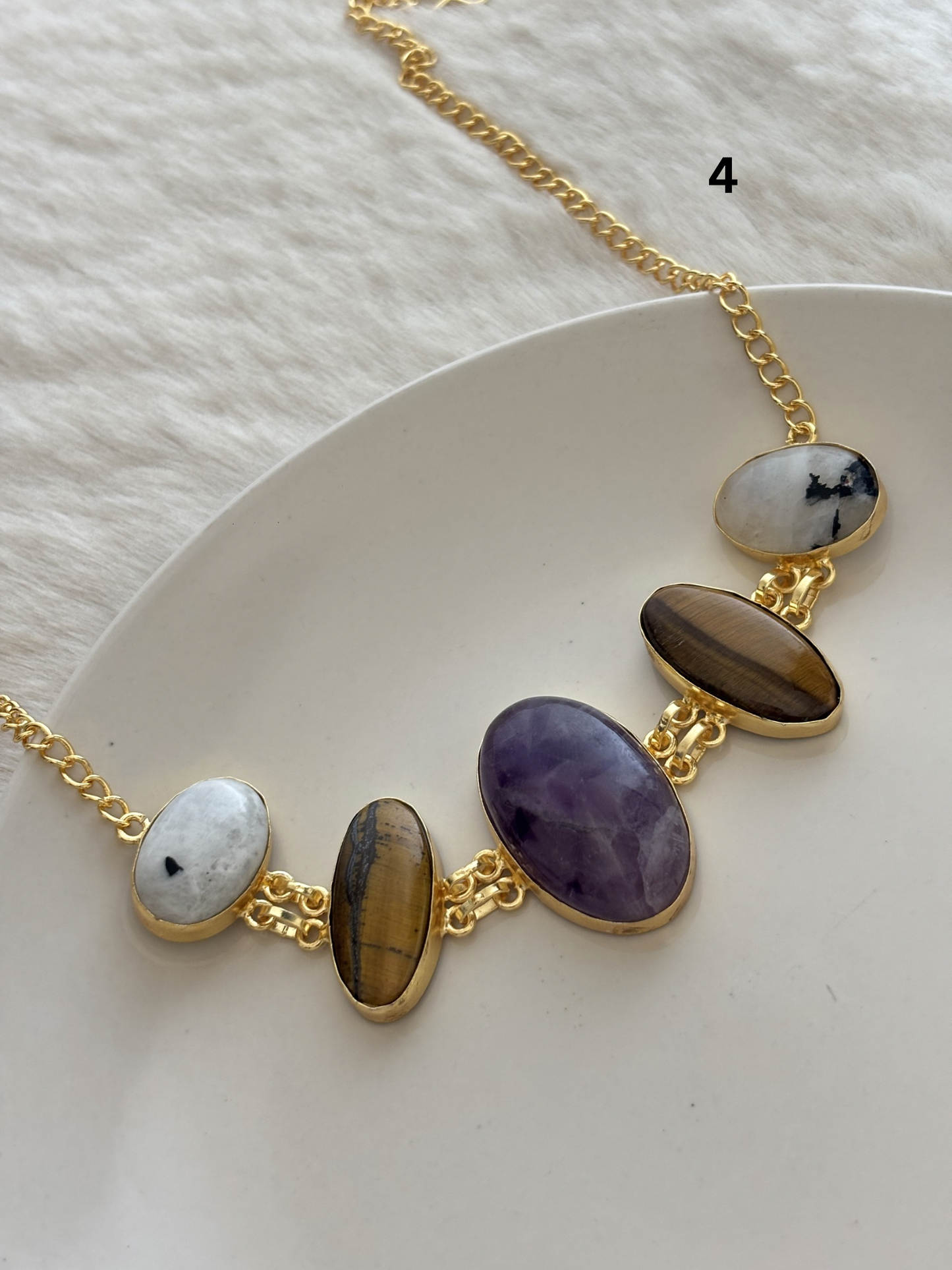 Sabrina Natural Stone Choker- Brass