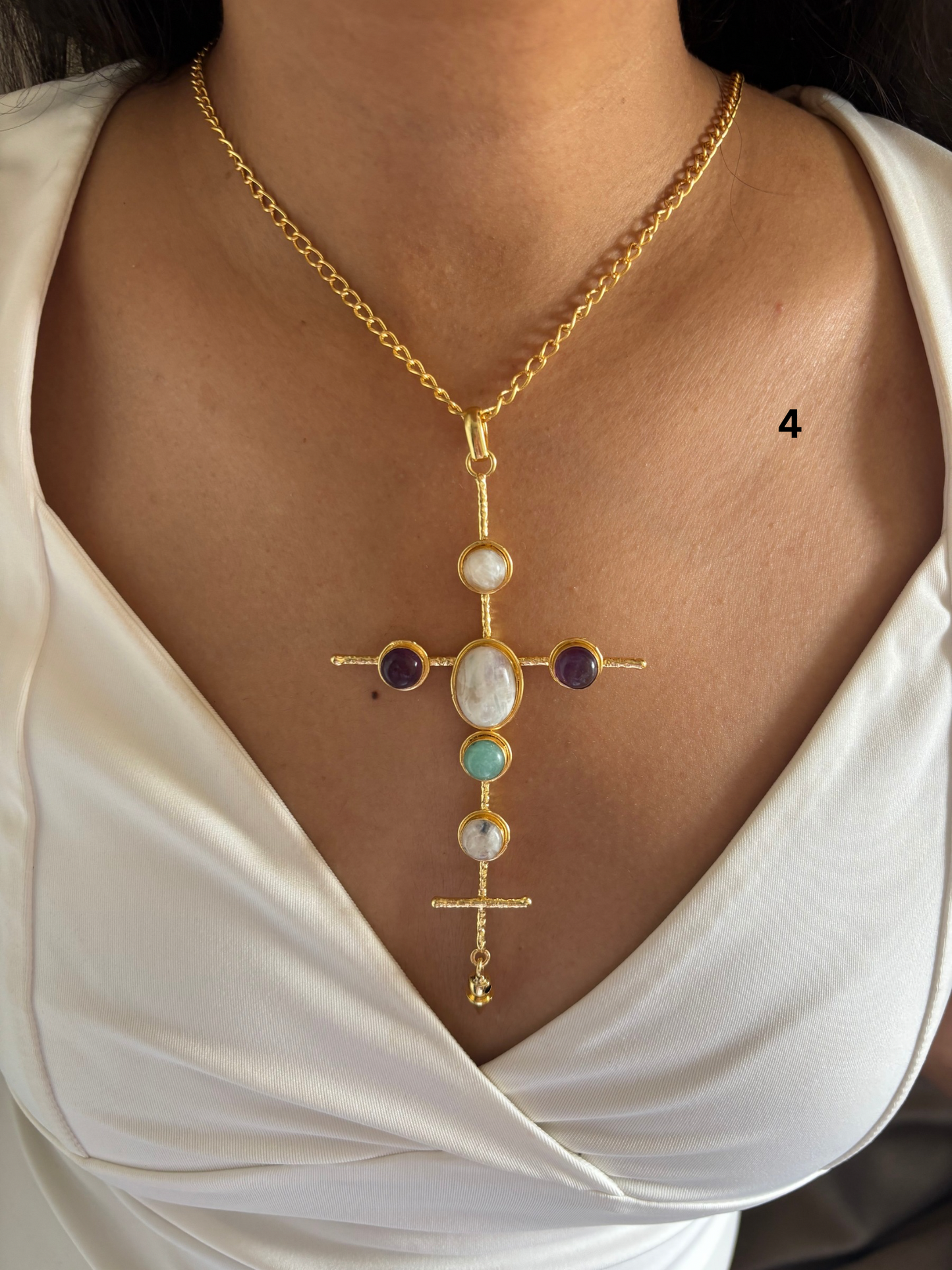 Catherine Natural stone Necklace-Brass