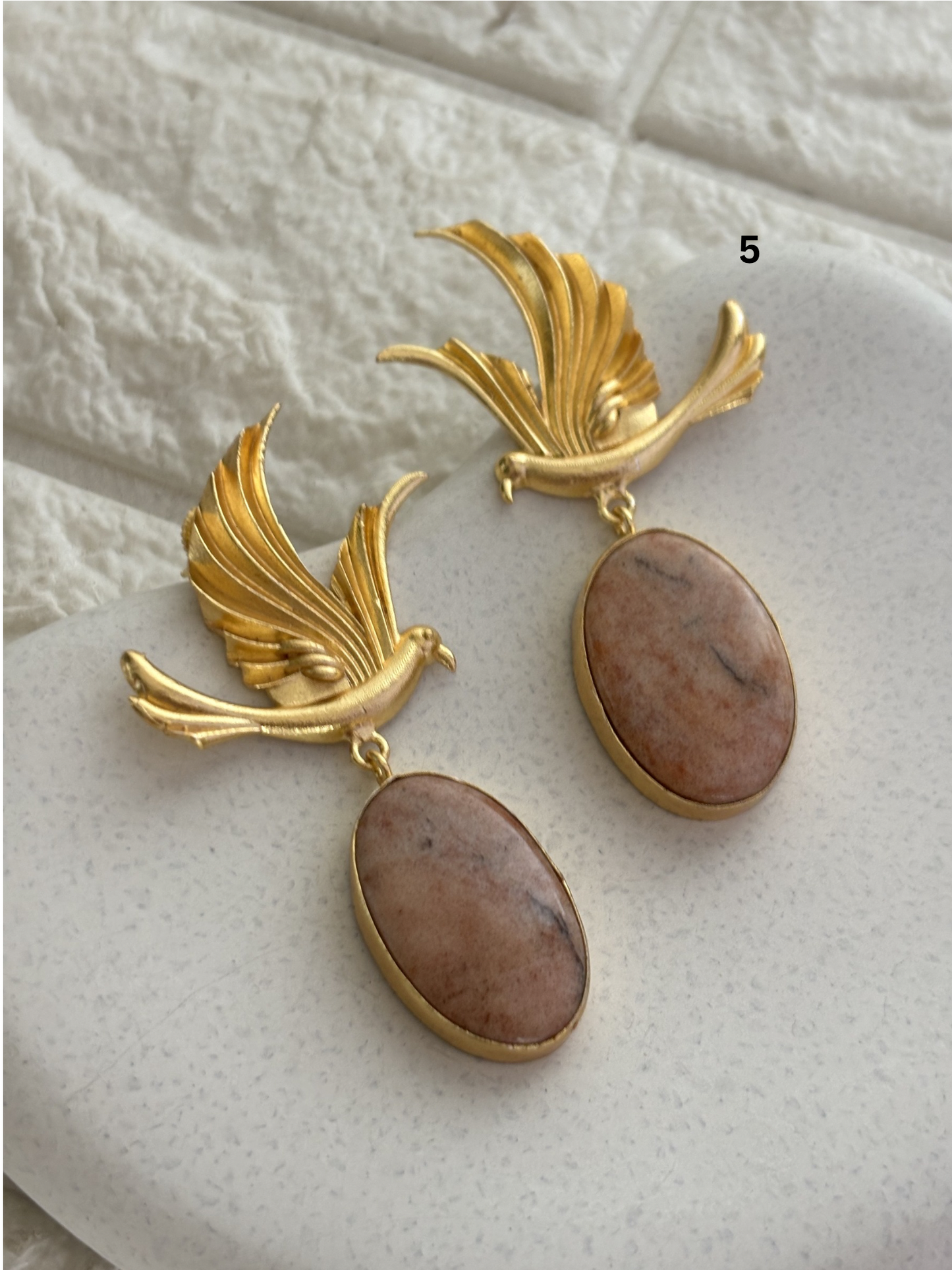 Phoenix Natural Stone Earring Brass