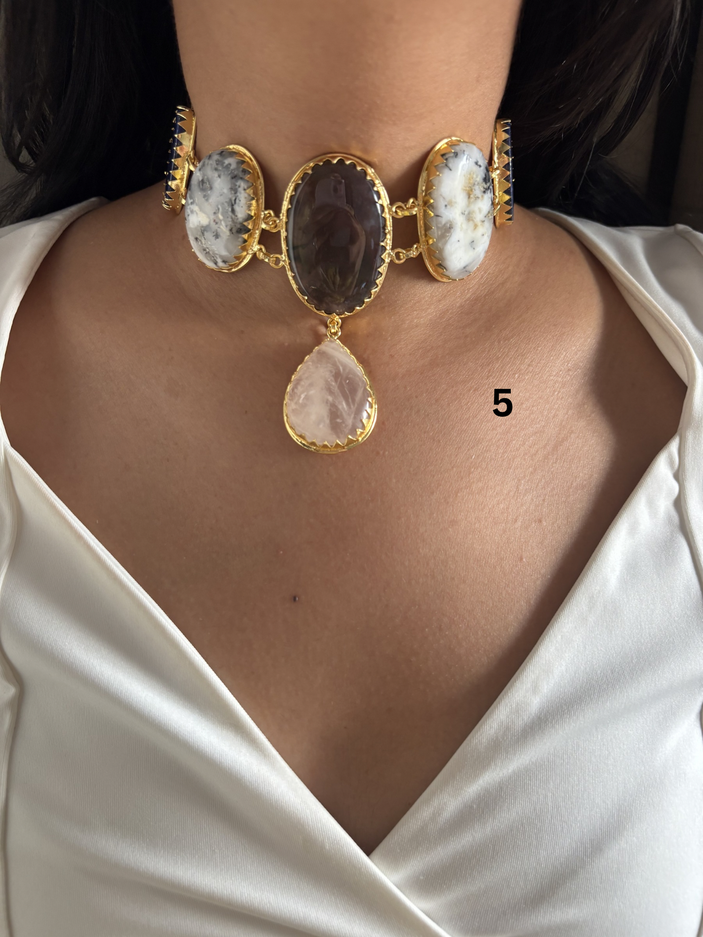 Victorian Natural Stone Choker- Brass