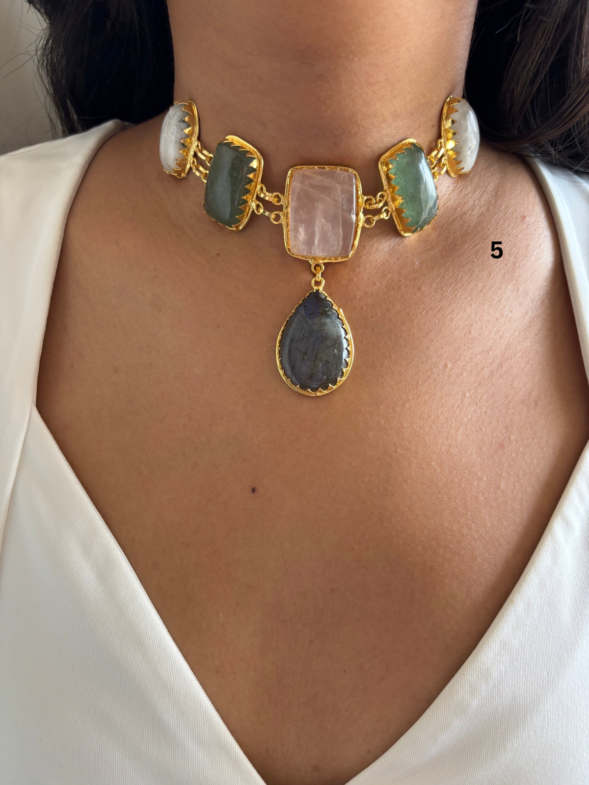 Victorian Natural Stone Choker- Brass