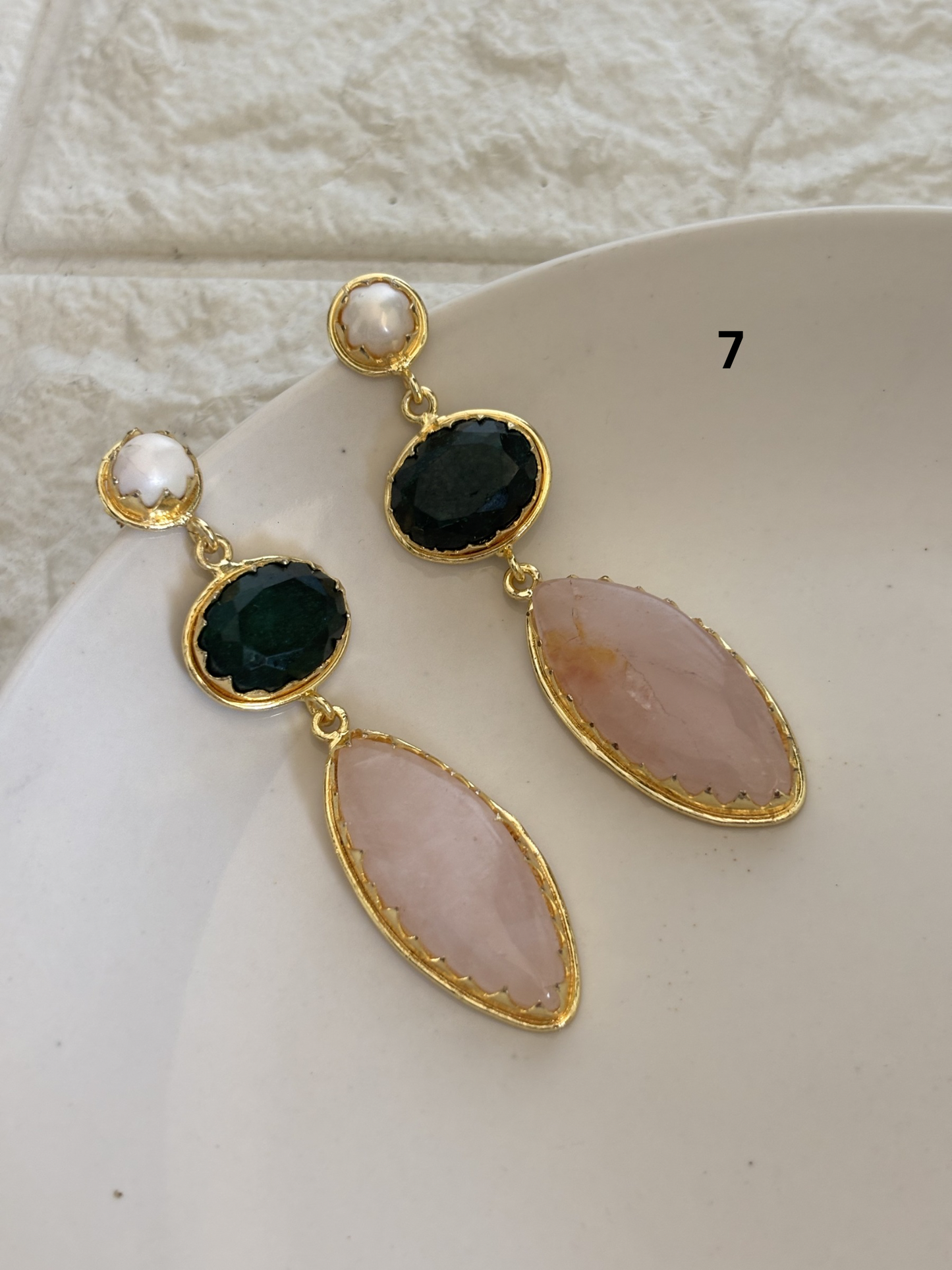 Renne Natural-Stone Danglers Brass
