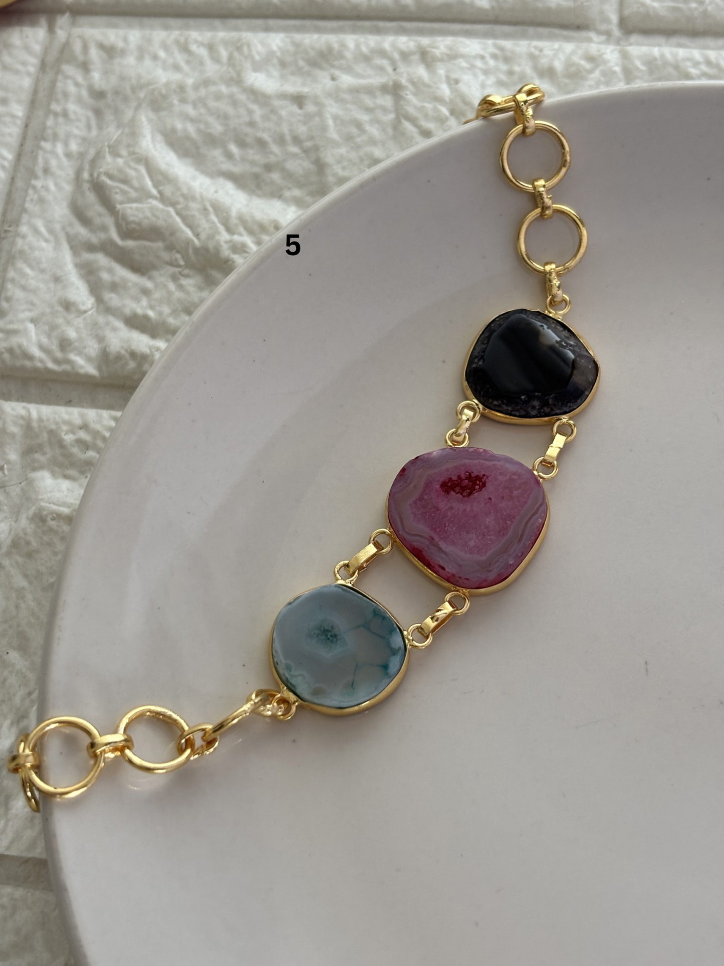 Bette Natural Stone Bracelet- Brass