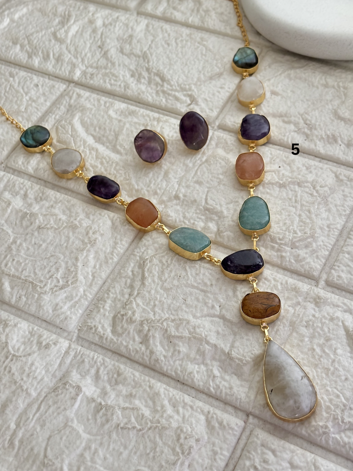 Color-candy Natural Stone Necklace - Brass