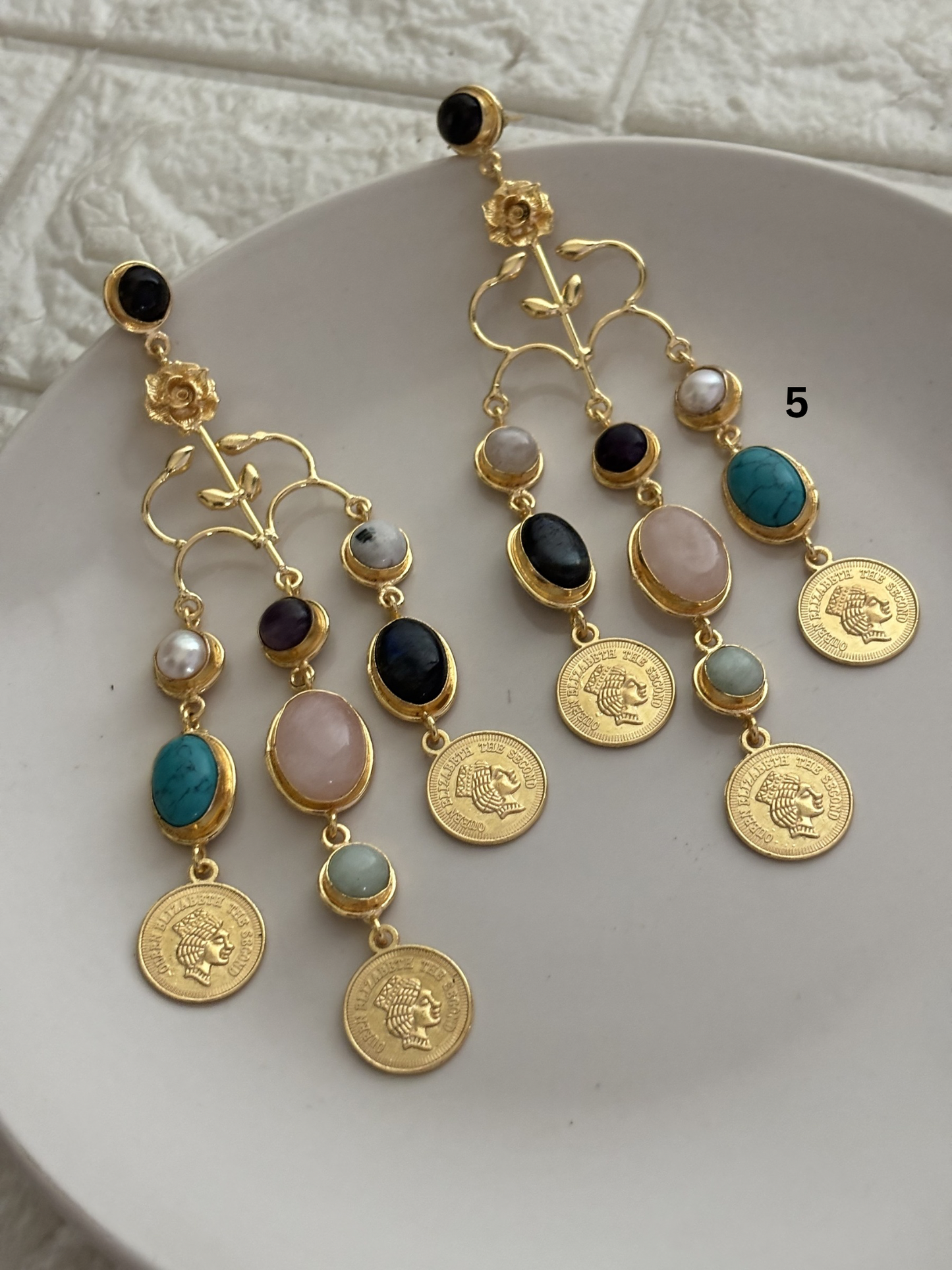 Regal Natural Stone Dangler- Brass