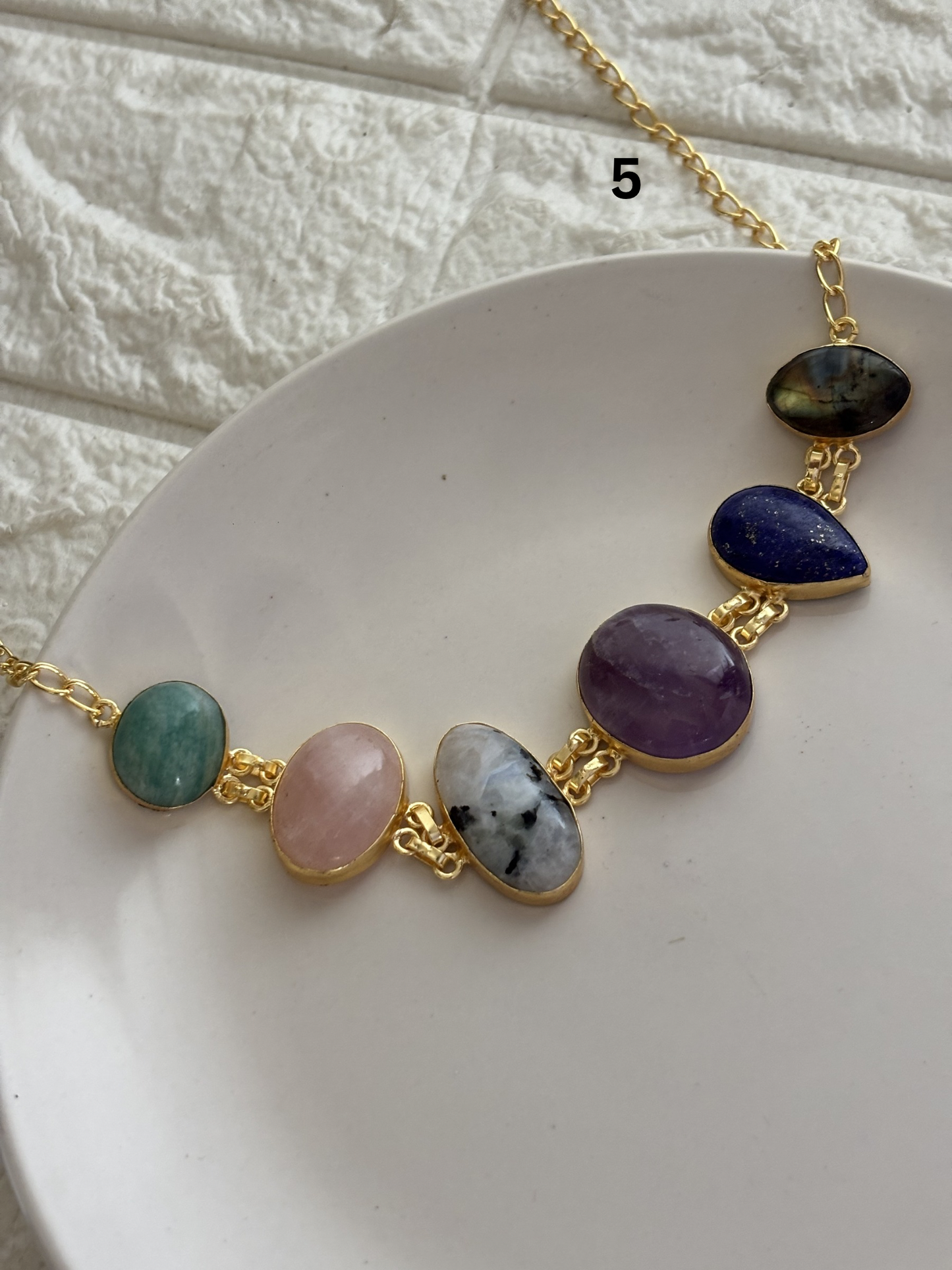 Sabrina Natural Stone Choker- Brass