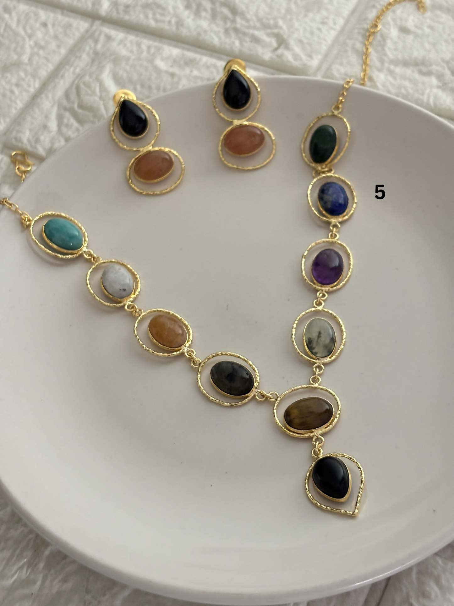 Grace Natural Stone Necklace Set