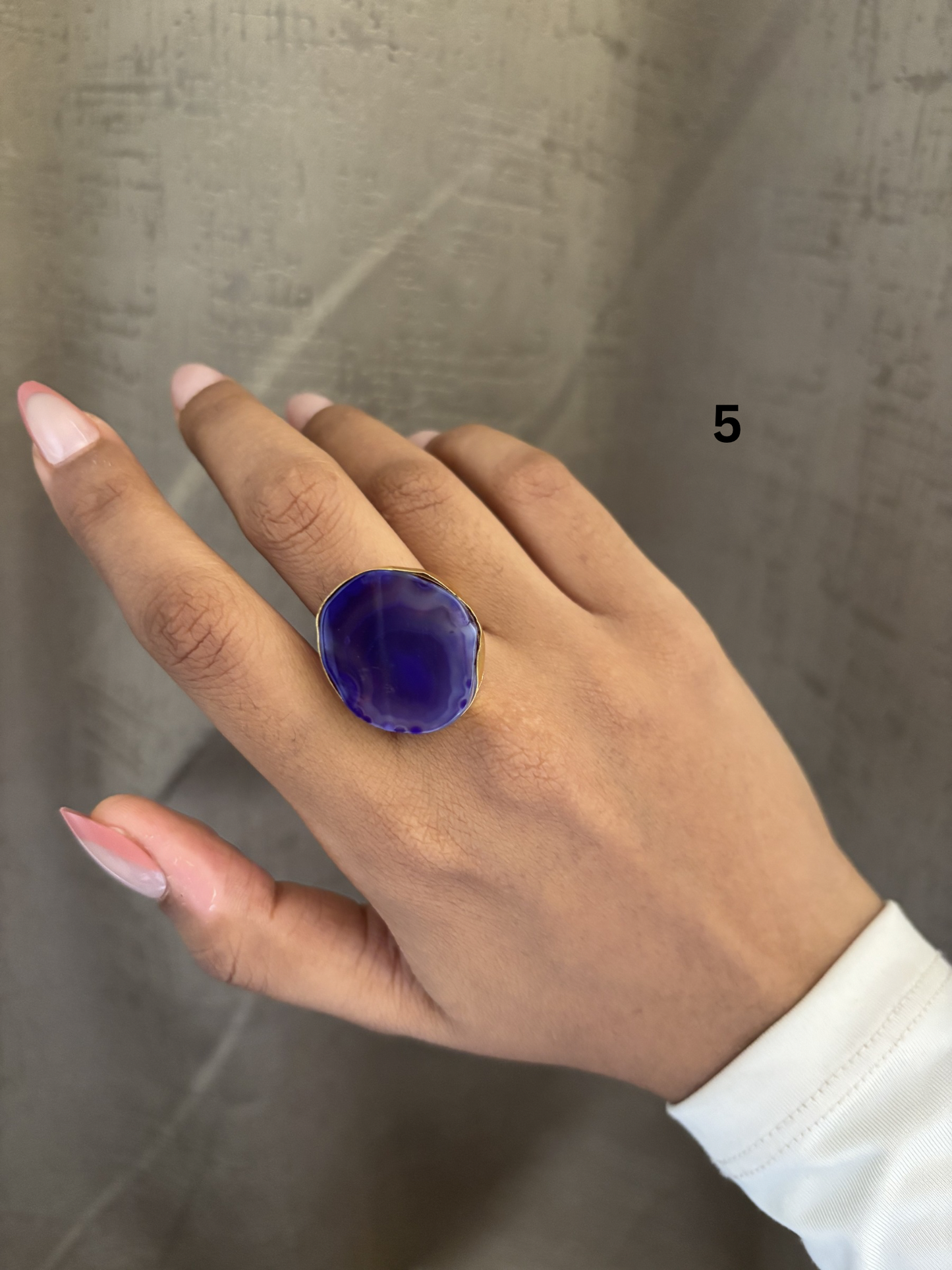 Agate Mix Color Adjustable Ring-  Brass