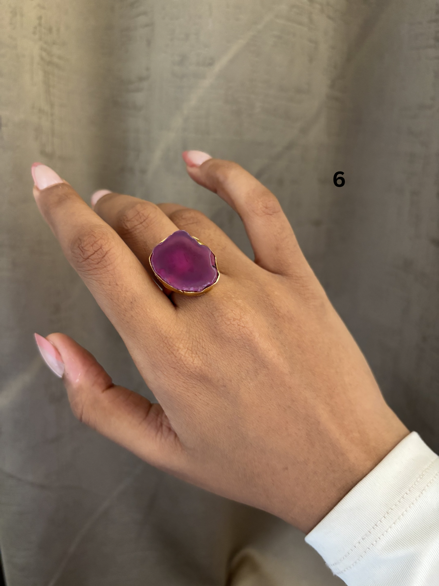 Agate Mix Color Adjustable Ring-  Brass