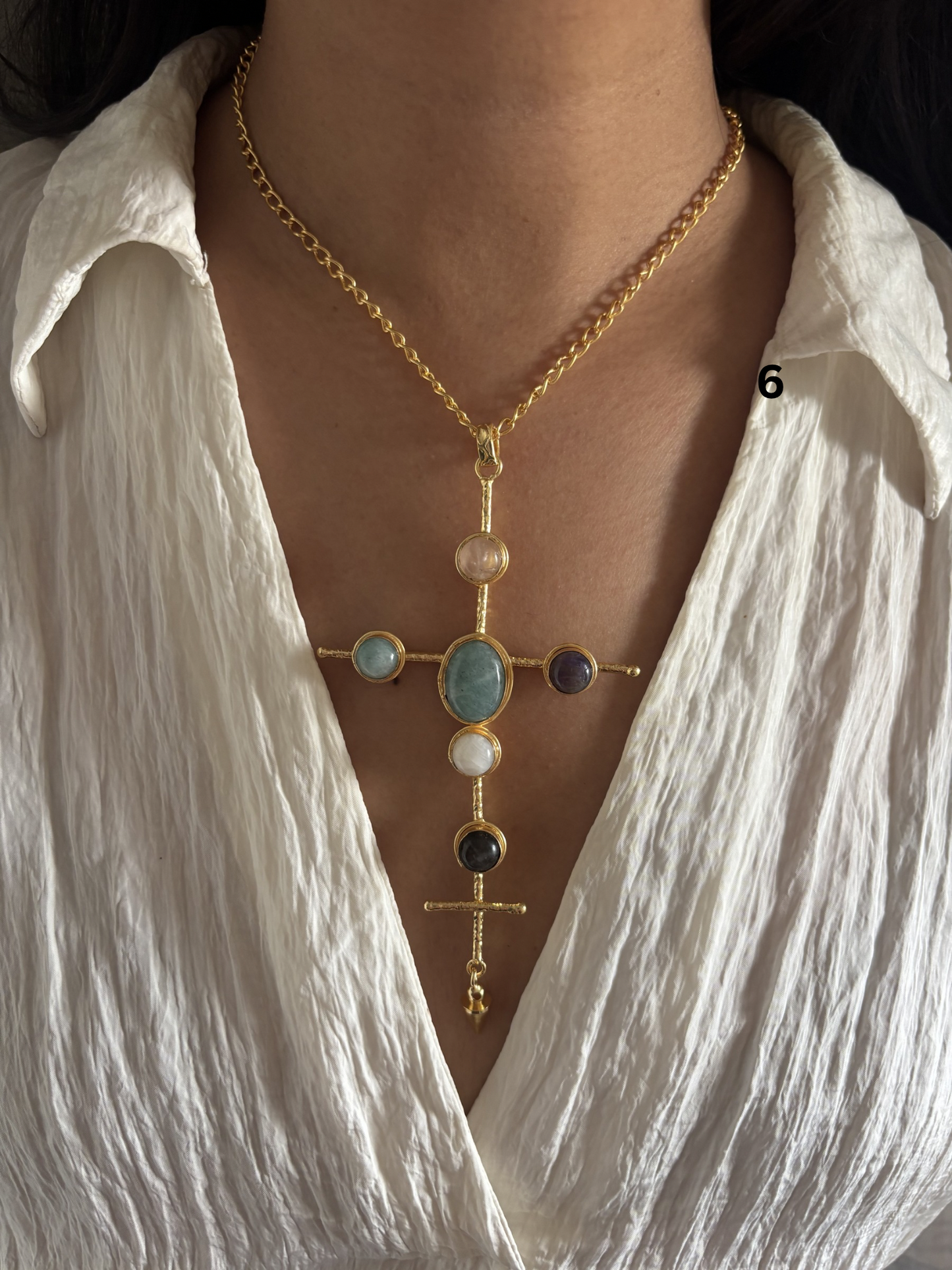 Catherine Natural stone Necklace-Brass