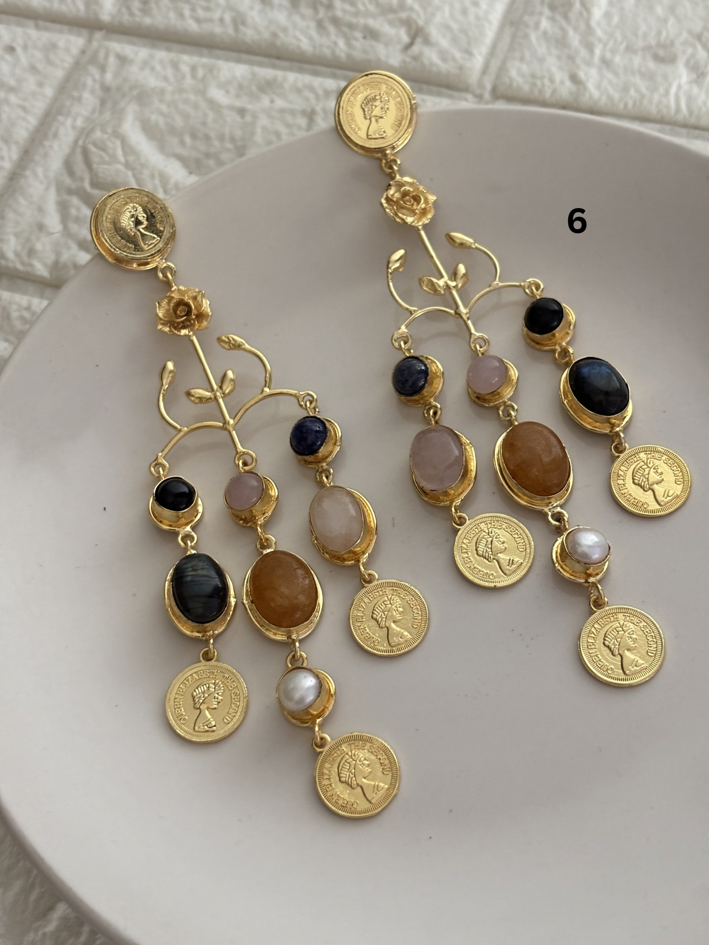 Regal Natural Stone Dangler- Brass