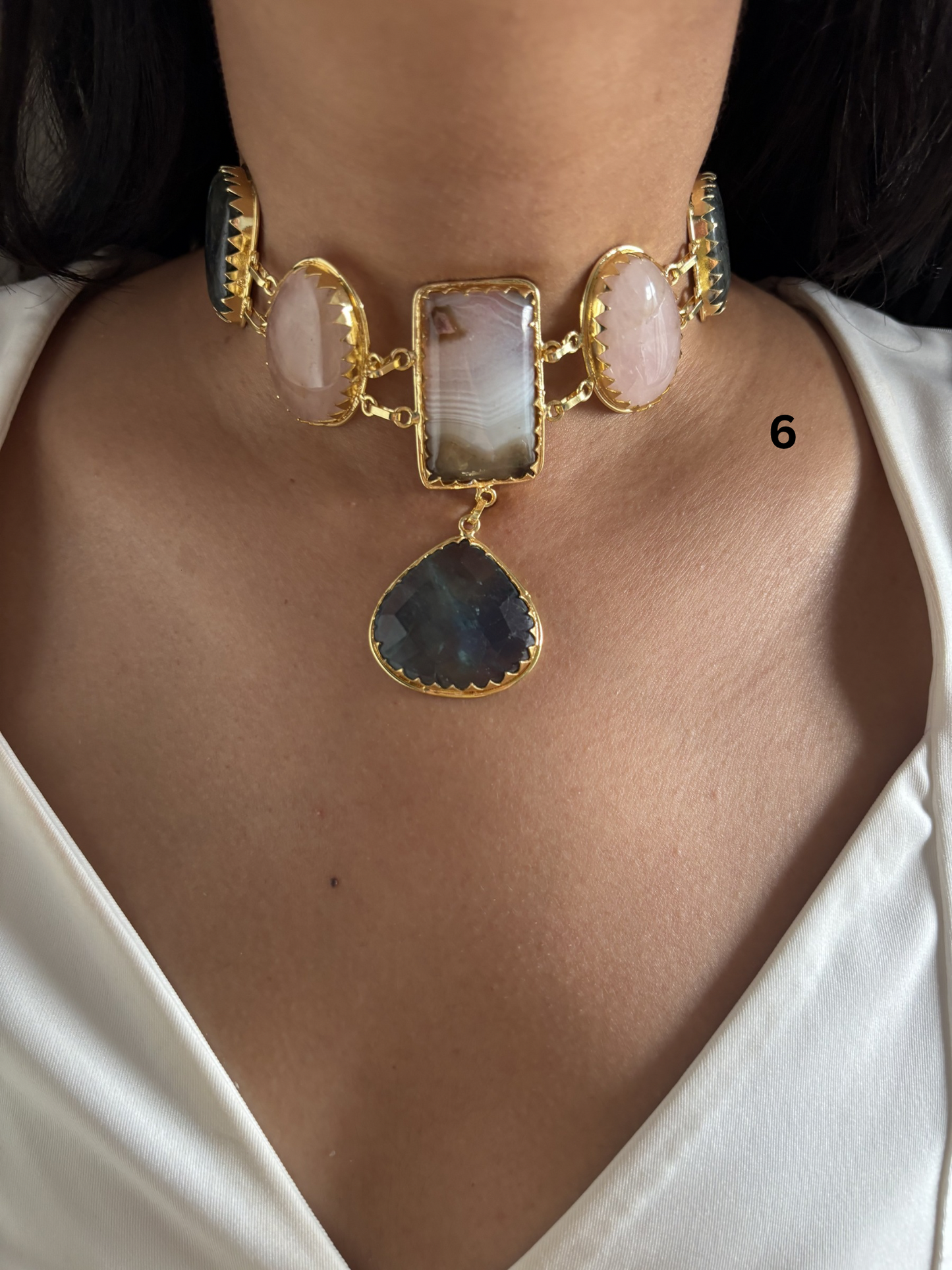Victorian Natural Stone Choker- Brass