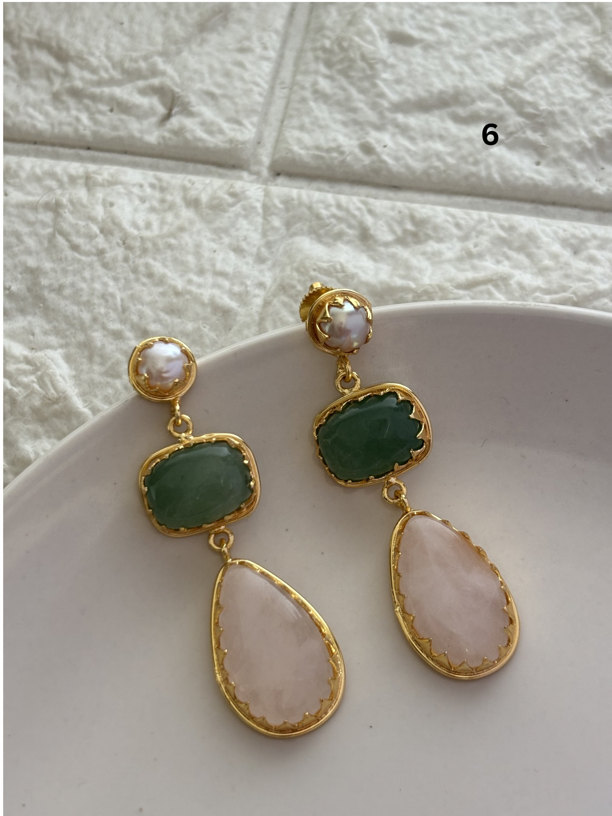 Renne Natural-Stone Danglers Brass